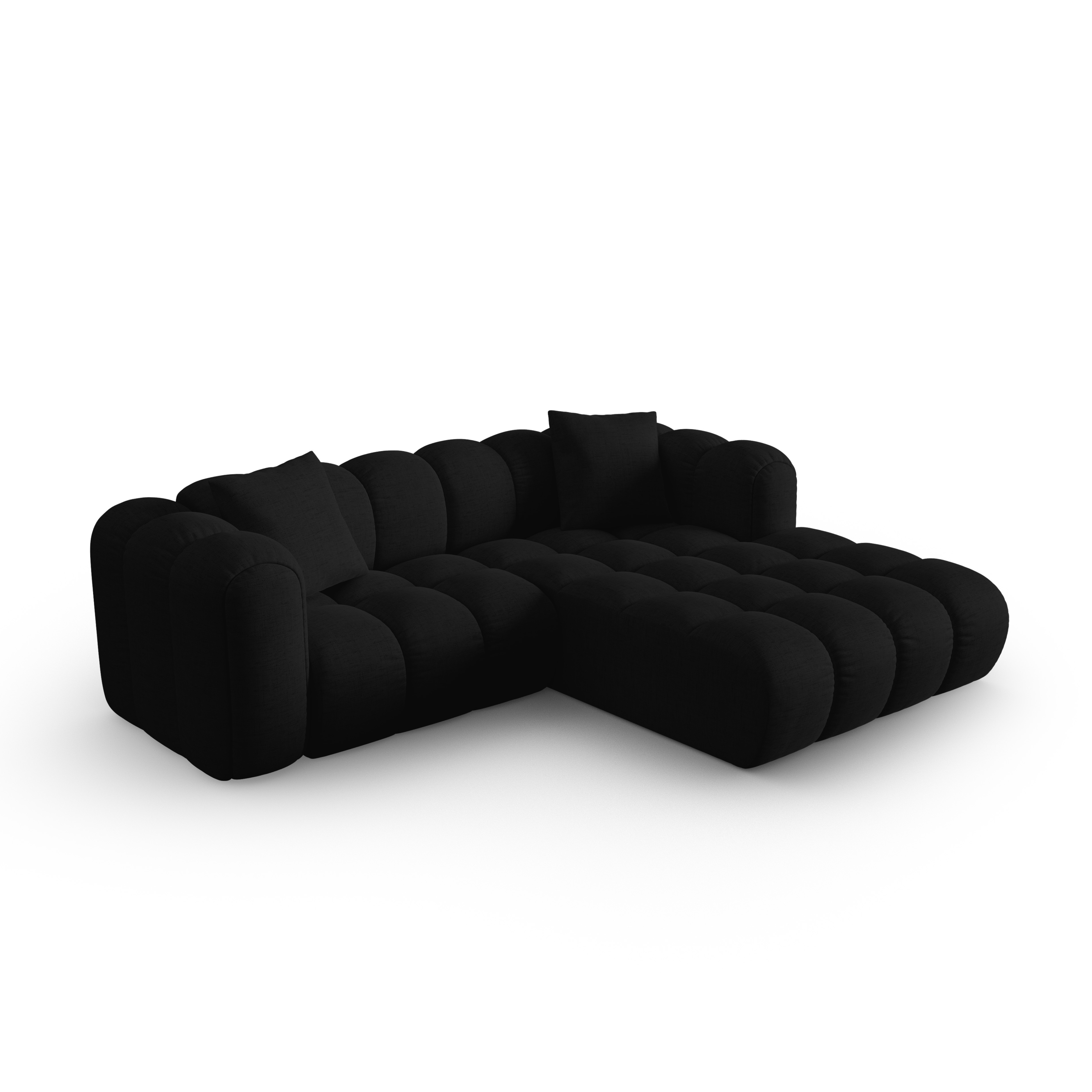 Right-facing 3-seater corner sofa ASTRO black chenille