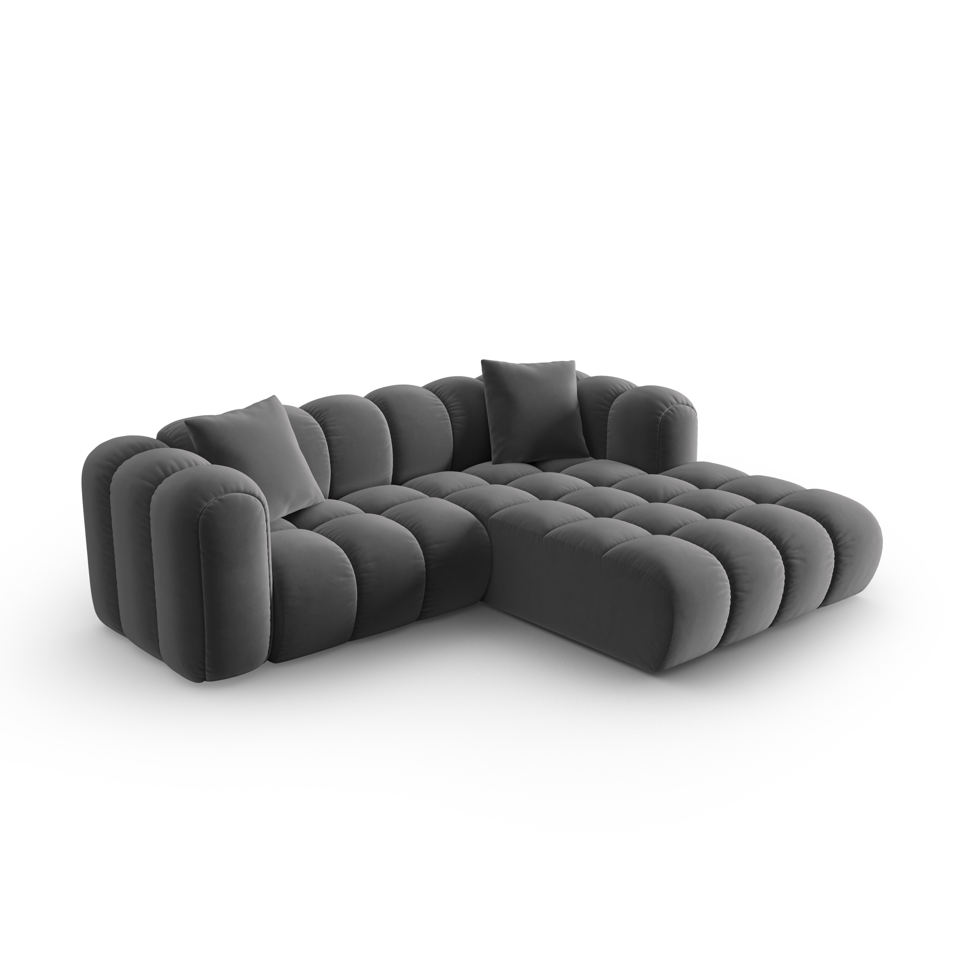 Samt-Ecksofa 3-sitzig rechts ASTRO grau