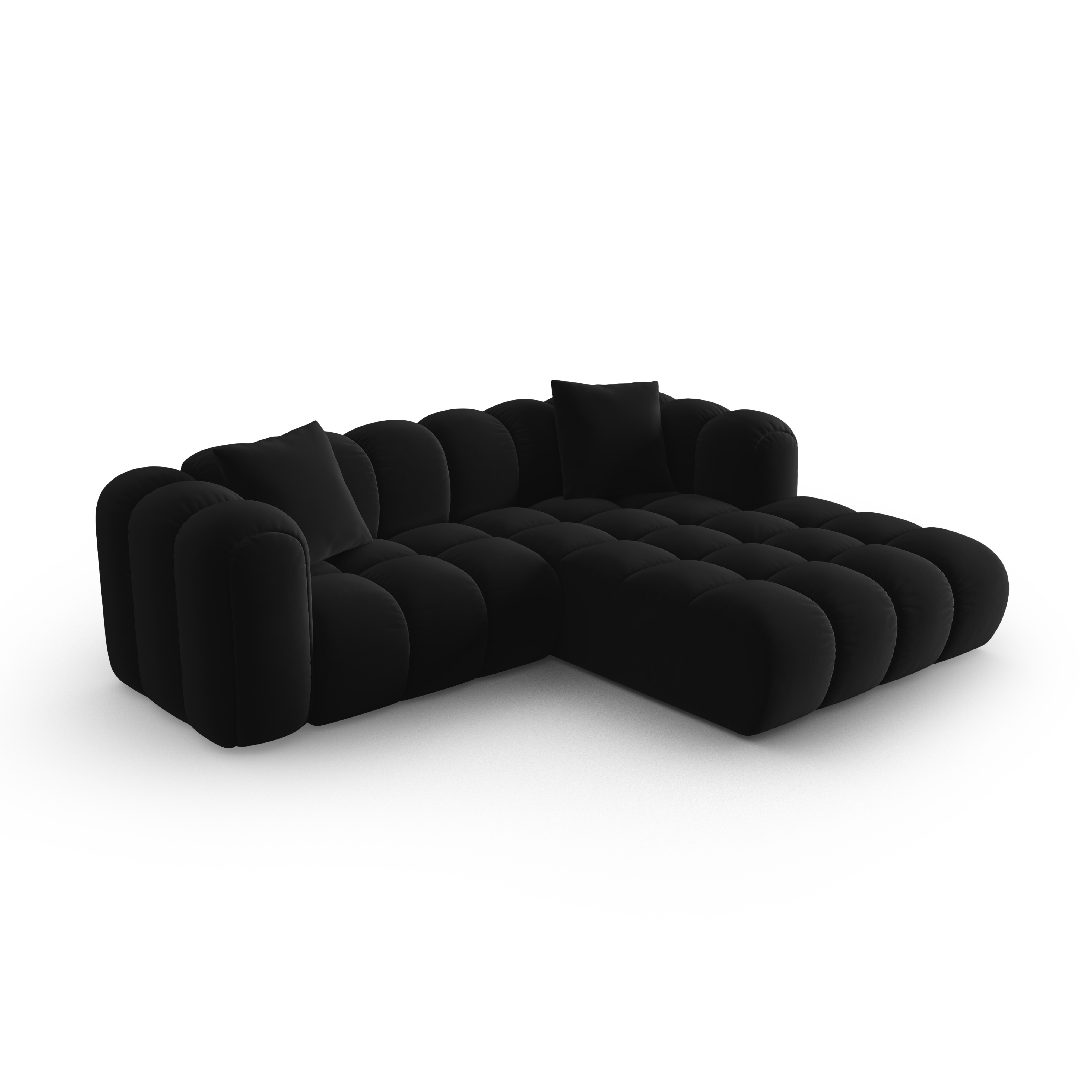 Samt-Ecksofa 3-sitzig rechts ASTRO schwarz