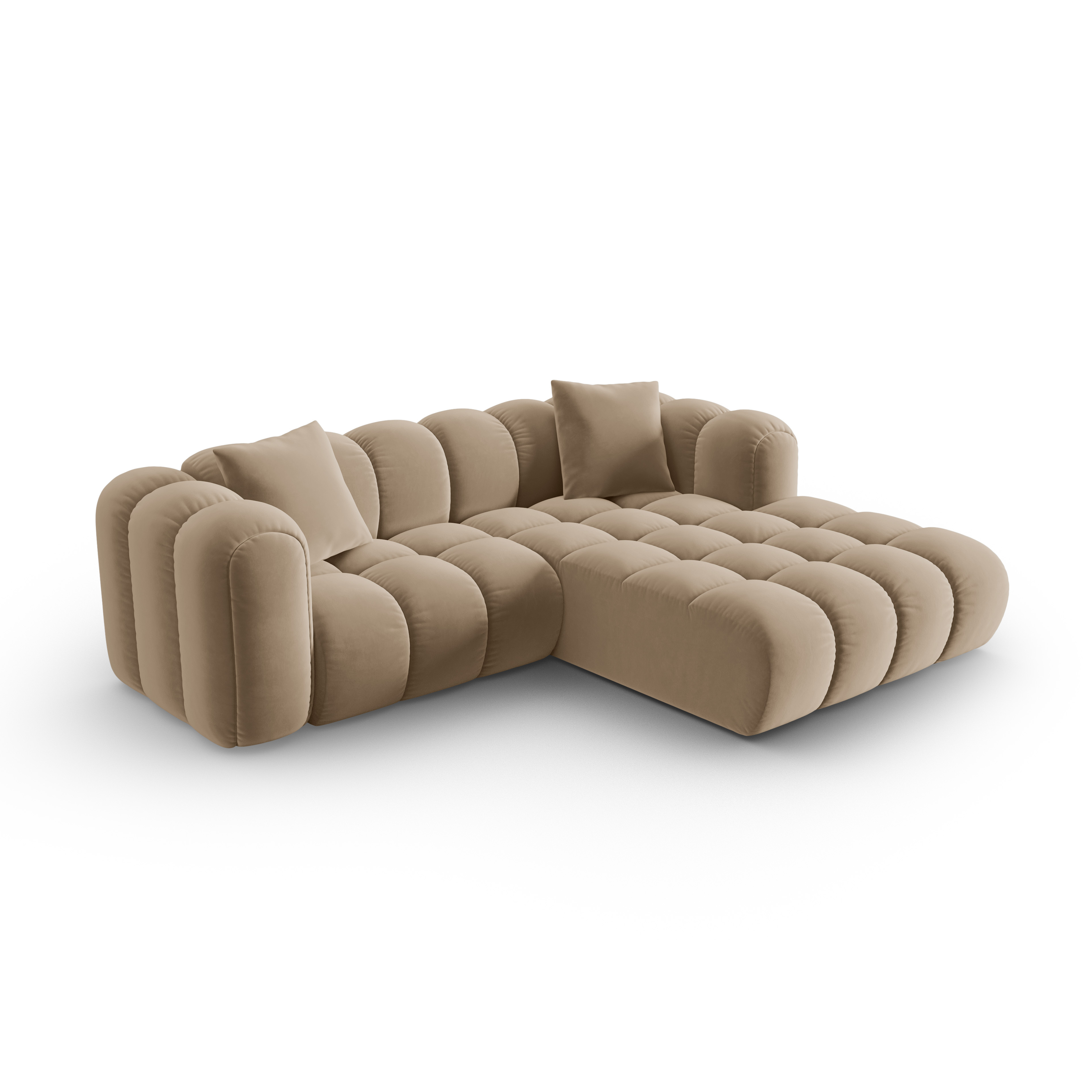 Samt-Ecksofa 3-sitzig rechts ASTRO sandfarben