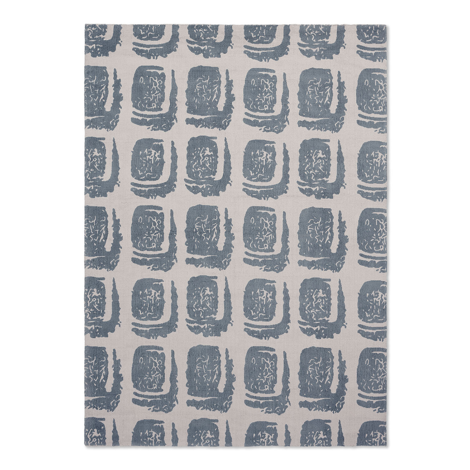 Woodblock rug gray beige-gray