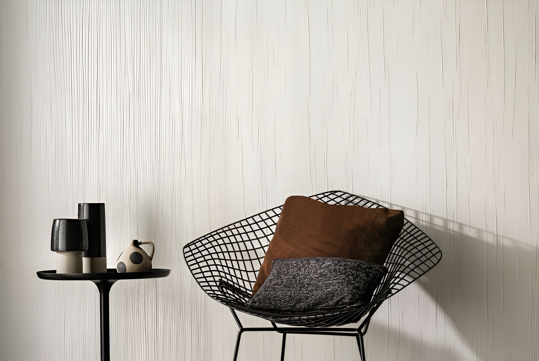 Structural textile wallpaper imitating canvas ATALANTA - SILVER WHITE silver-white