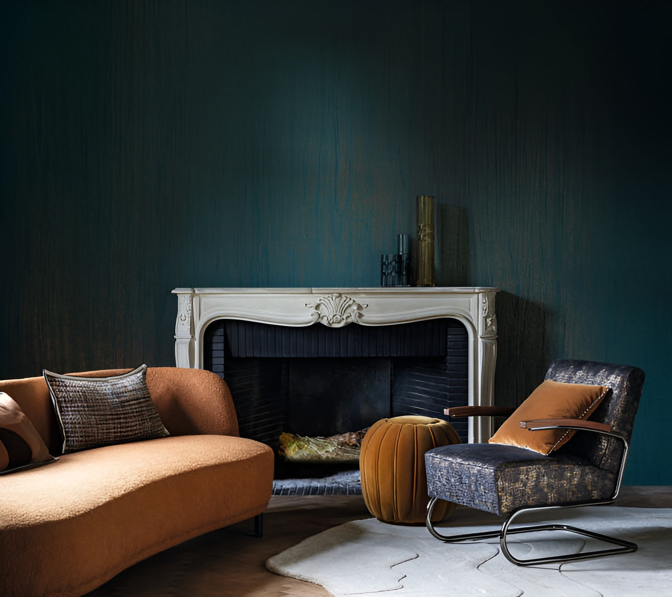 Structural textile wallpaper imitating canvas ATALANTA - SILVER WHITE silver-white