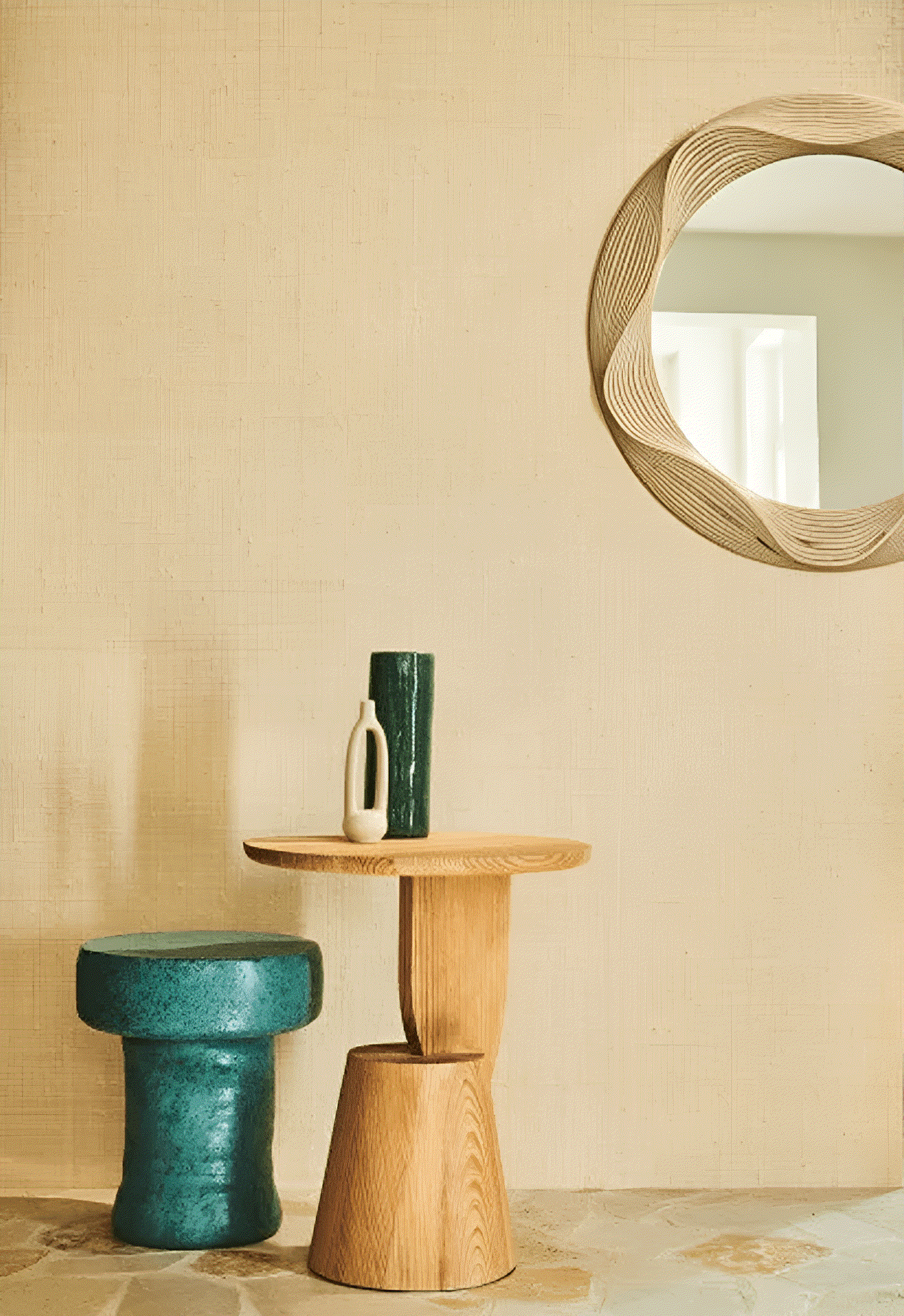 Strukturierte Naturtapete aus Raphia PALAWAN - BLANC gebrochenes Weiß