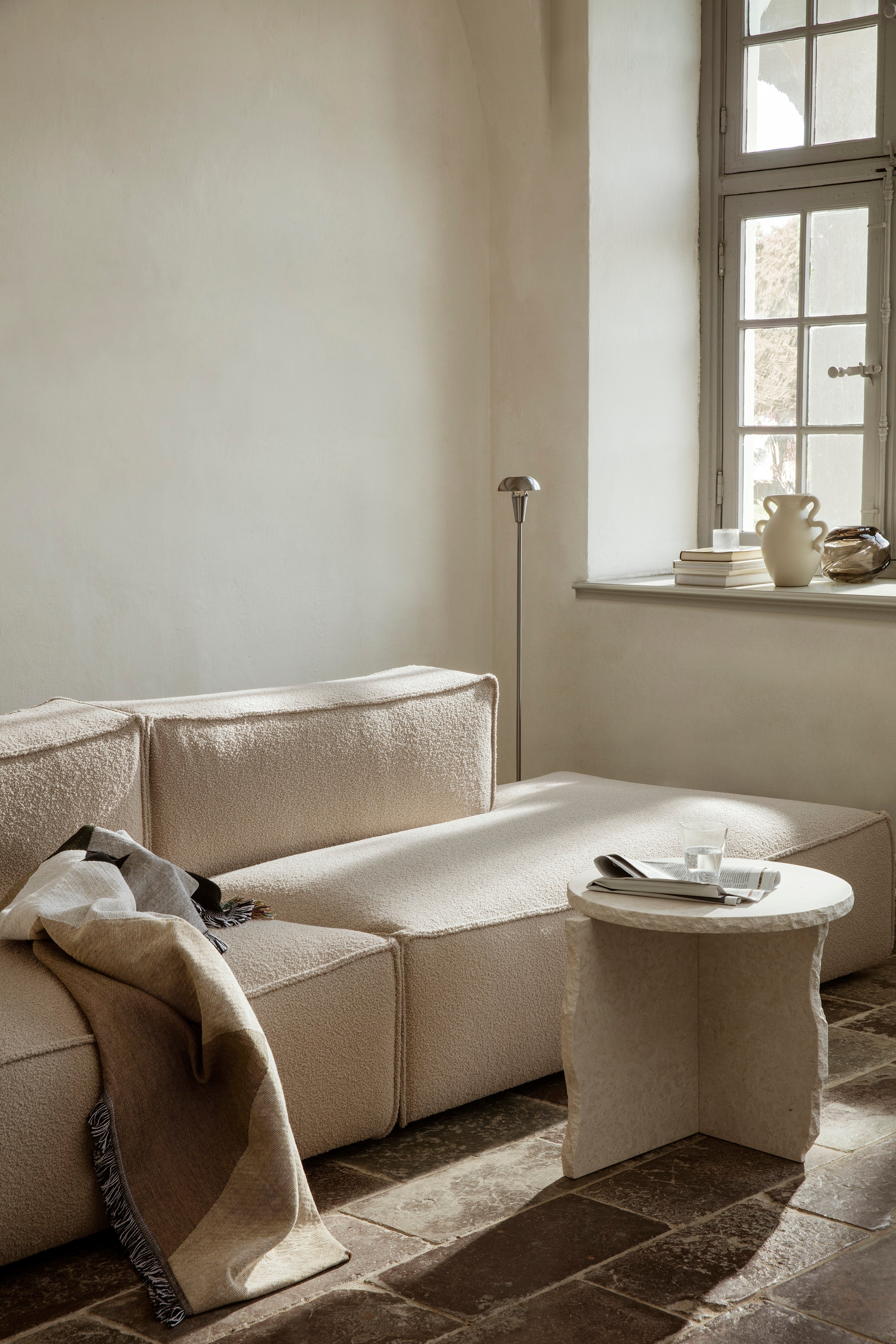 Side table mineral white marble