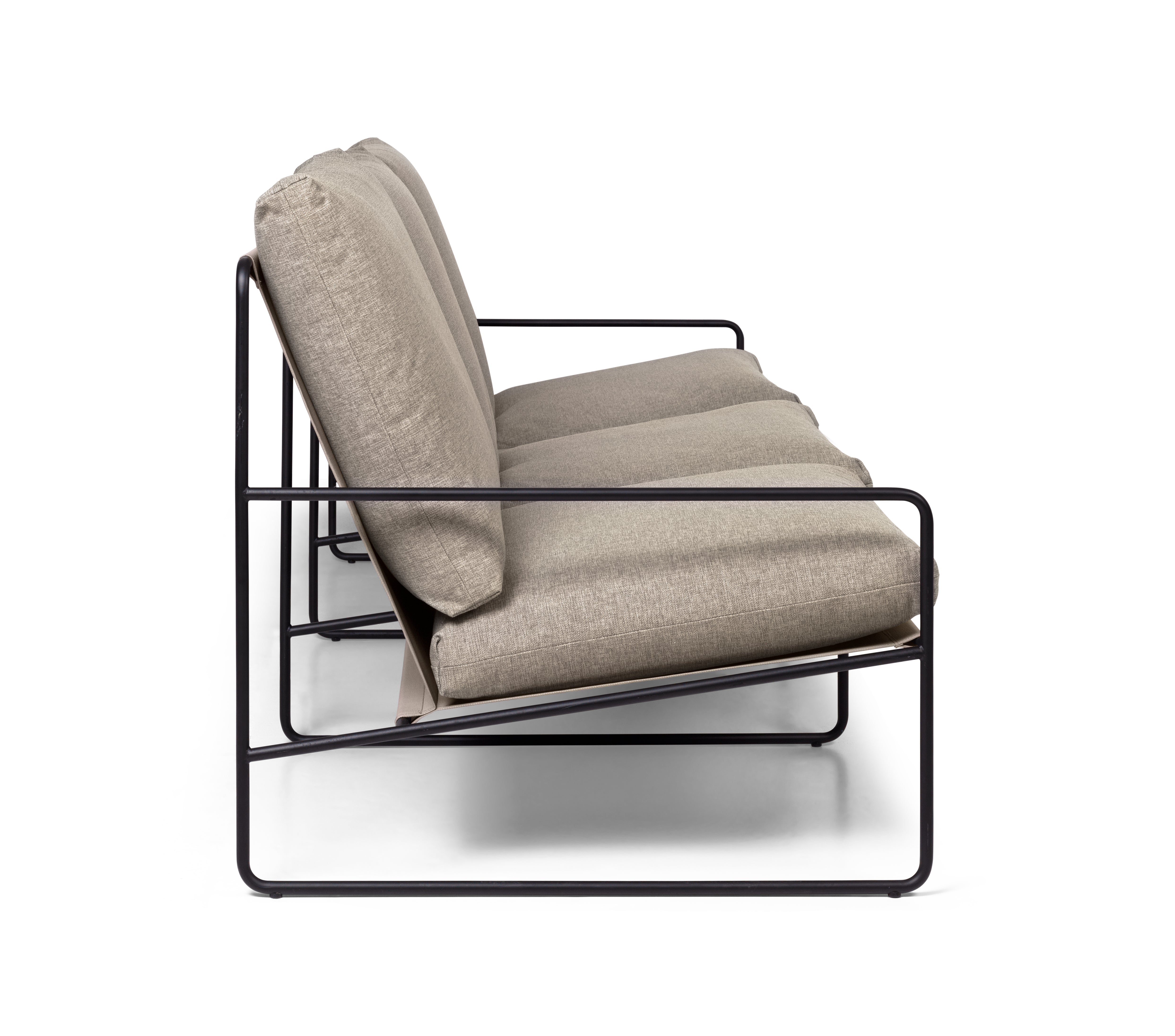 Sofa 3-sitzig für den Außenbereich DESERT beige mit schwarzem Gestell