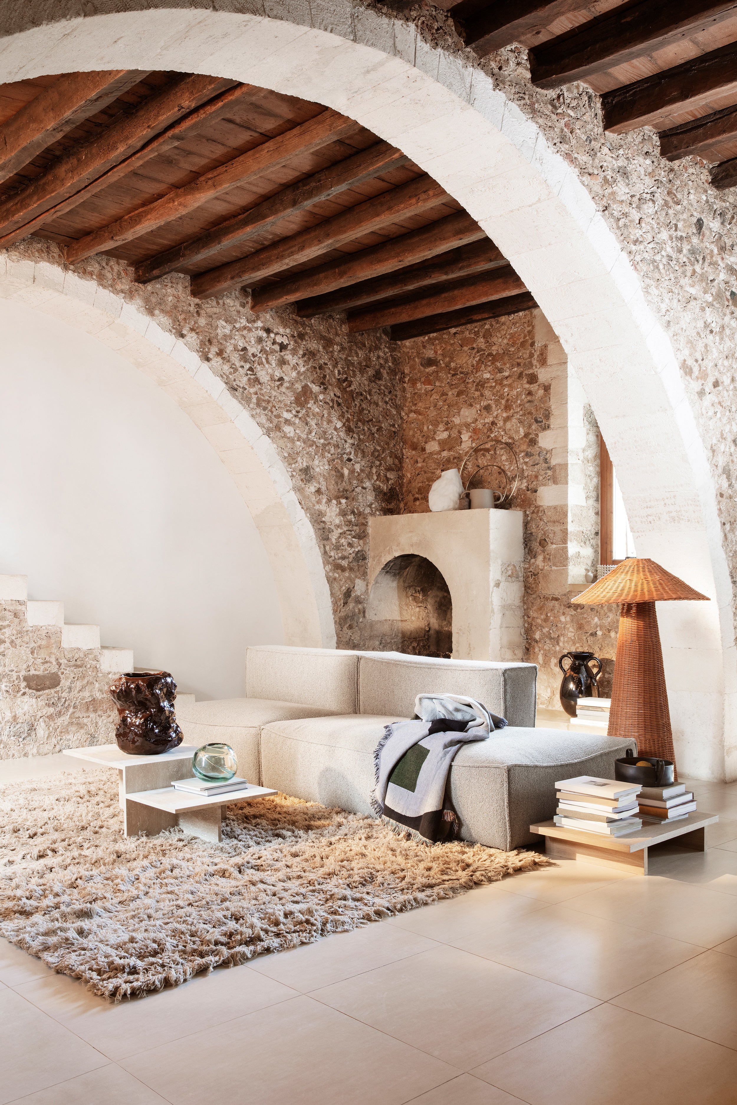 Teppich MEADOW hellsandfarben mit langem Flor