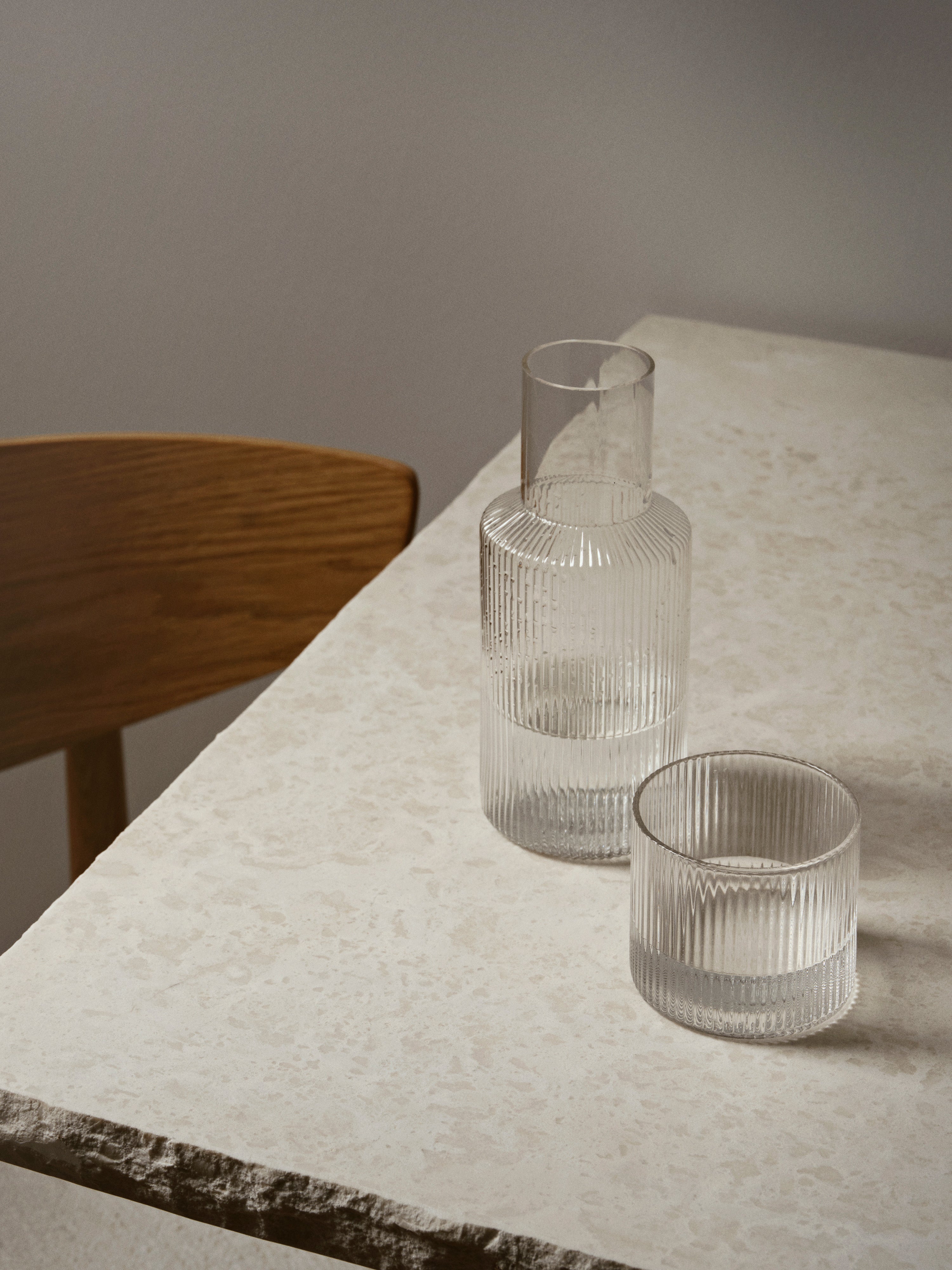 Carafe and Glass Set RIPPLE Hand-Blown Glass
