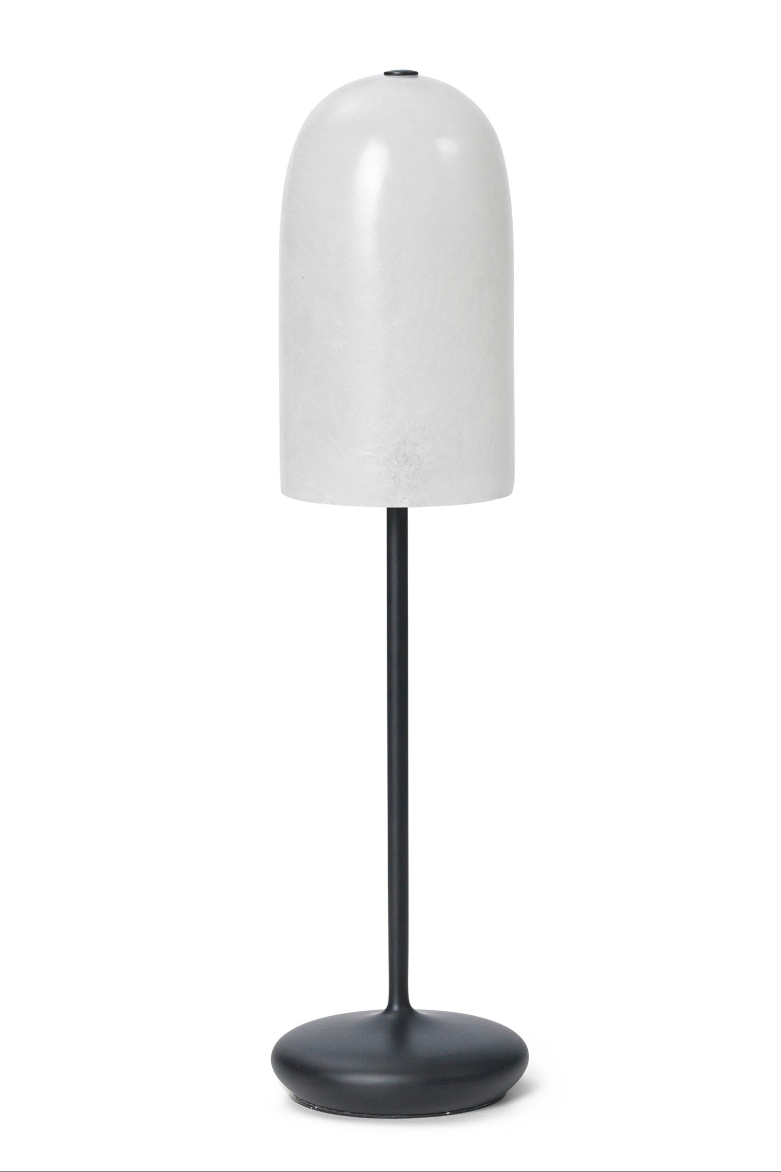 Tischlampe für den Außenbereich GRY mit weißem Schirm und schwarzem Fuß