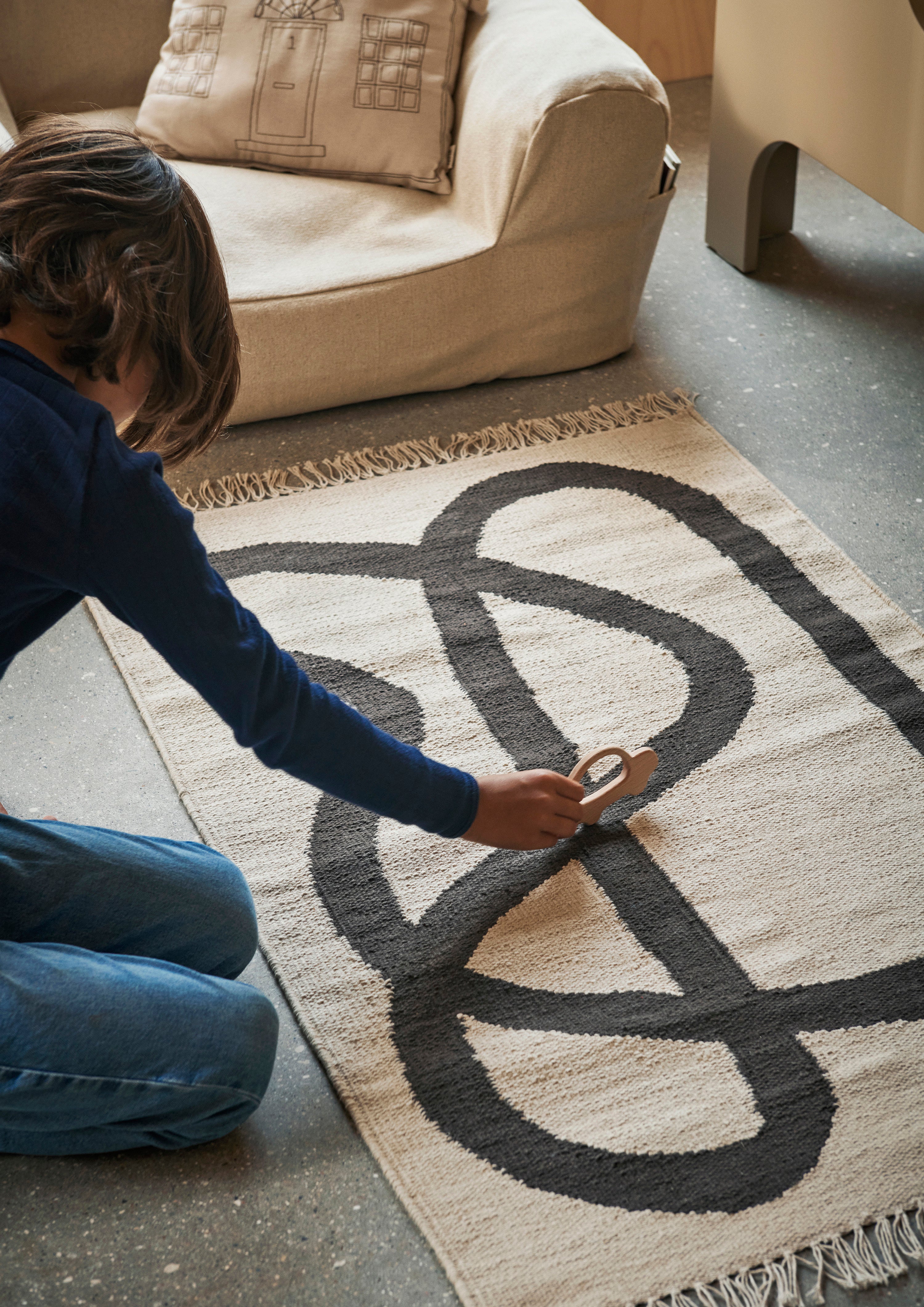 Kinderteppich LANE beige mit Schokolade