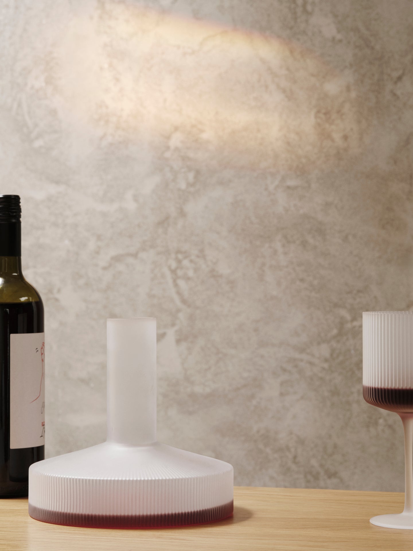 Weinkaraffe RIPPLE aus weißem Glas