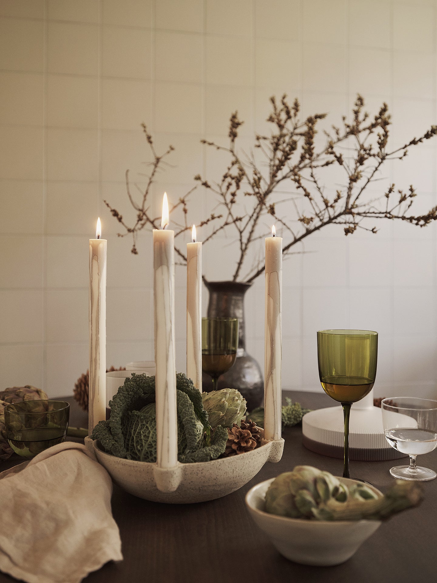 DRYP beige and gray candle set