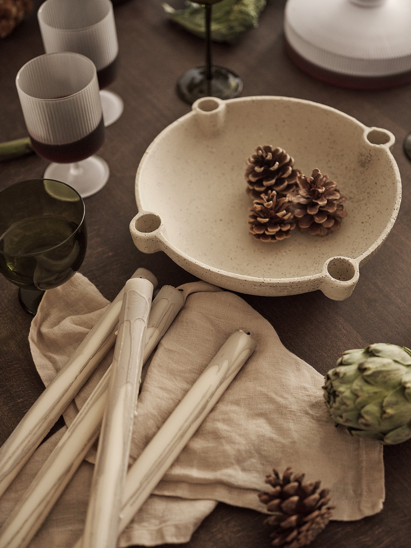 Kerzenhalter BOWL sandfarbene Keramik