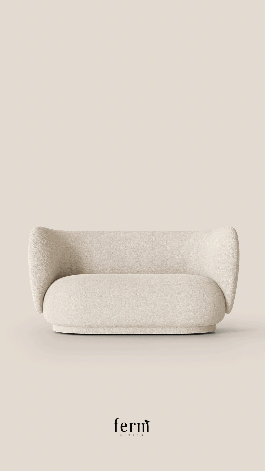 Sofa 2-osobowa RICO Bouclé kremowy do salonu – ferm LIVING