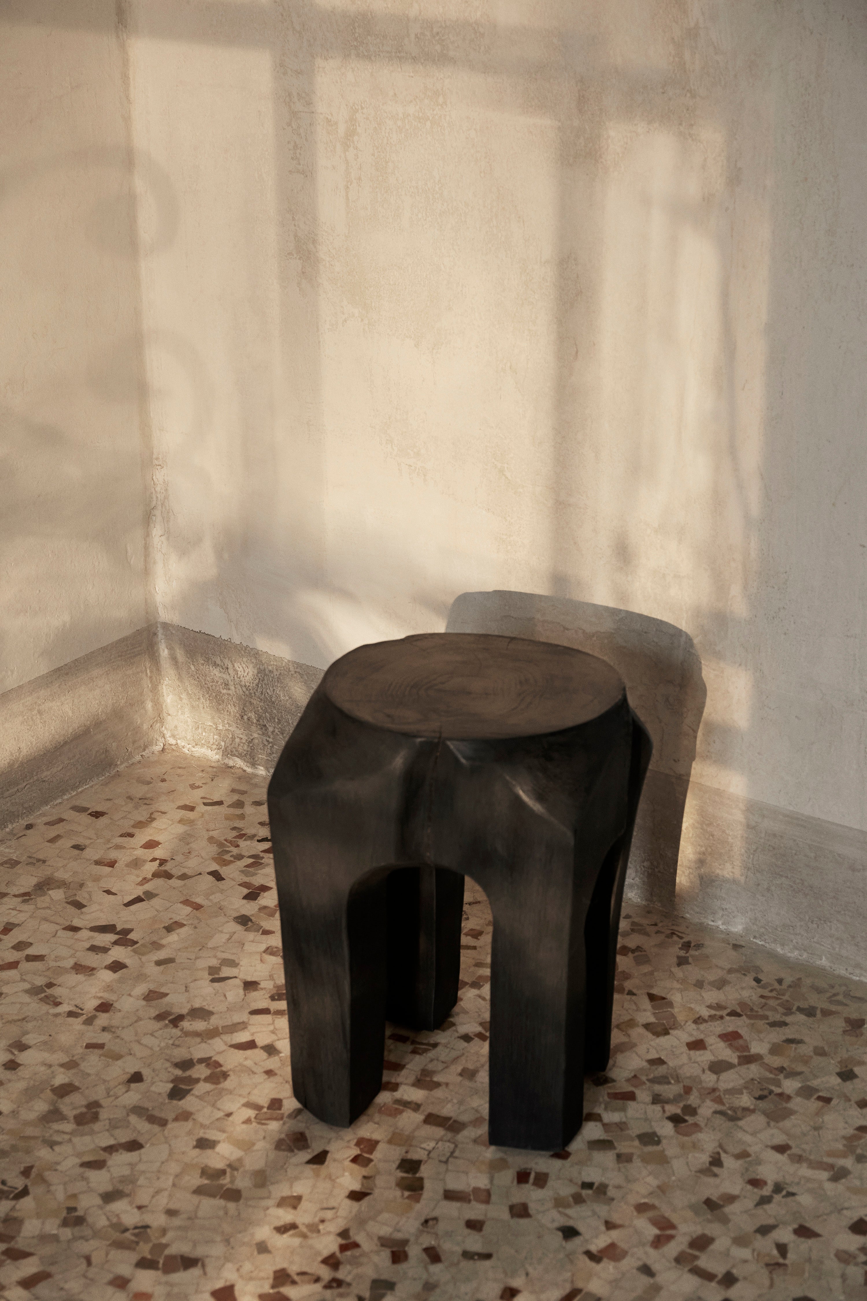 ROOT stool with black teak tree roots