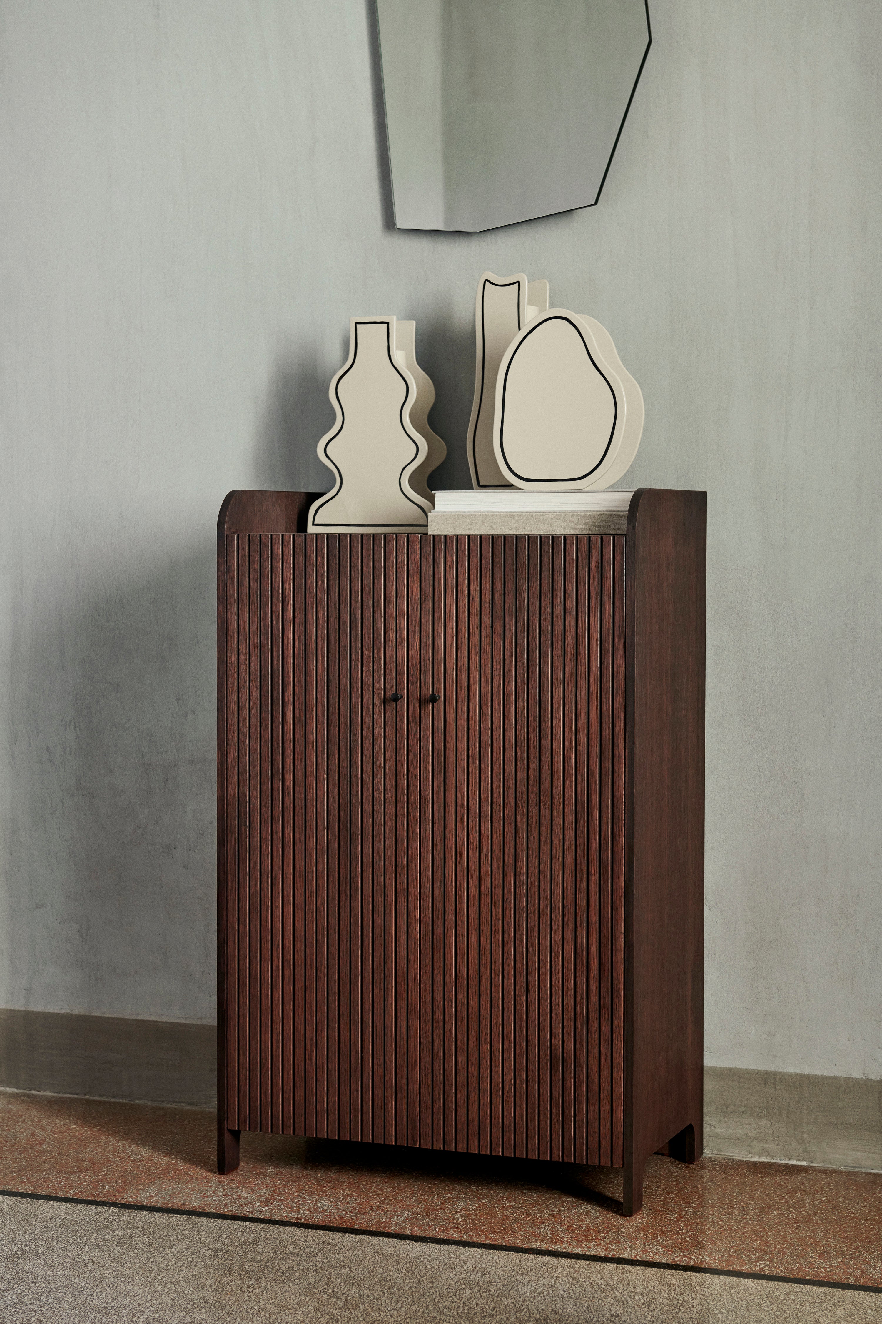 2-Door SILL CUPBOARD LOW Dark Brown Oak Veneer
