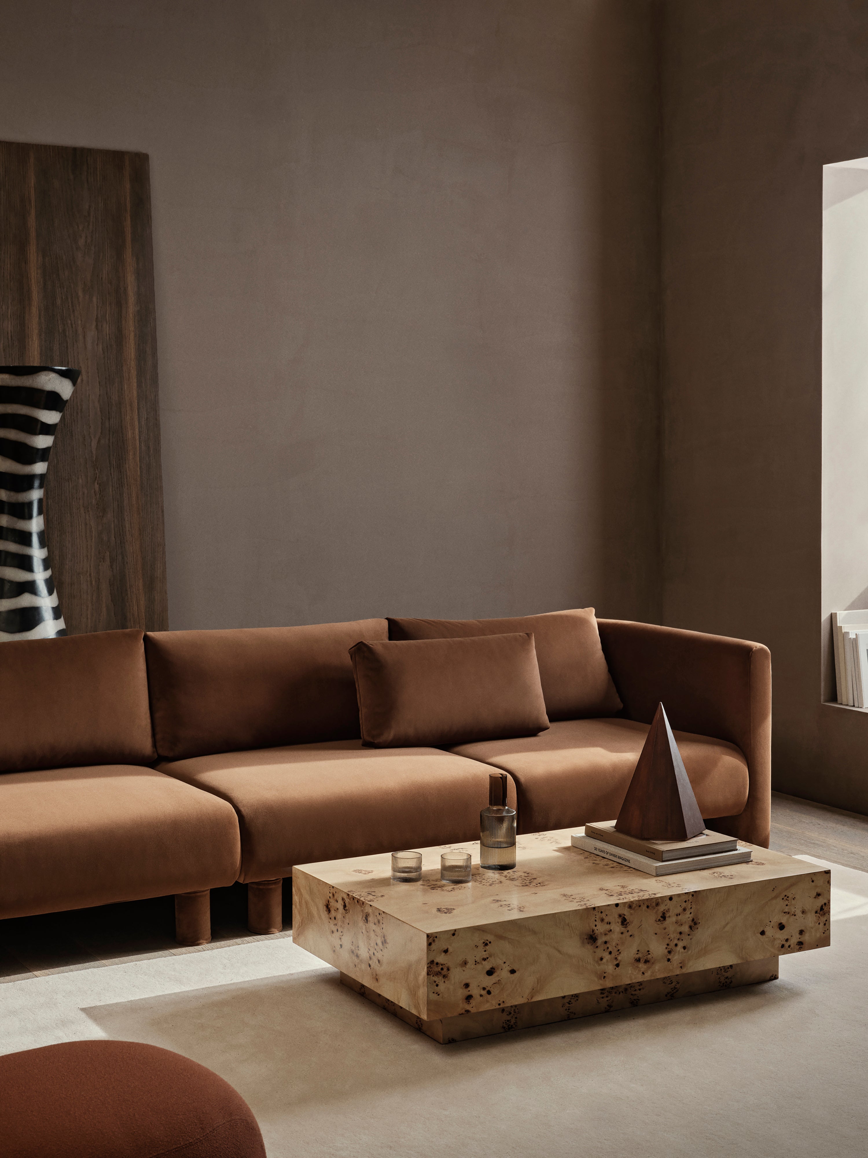 Dase modular sofa - left -handed element Rich velvet brown