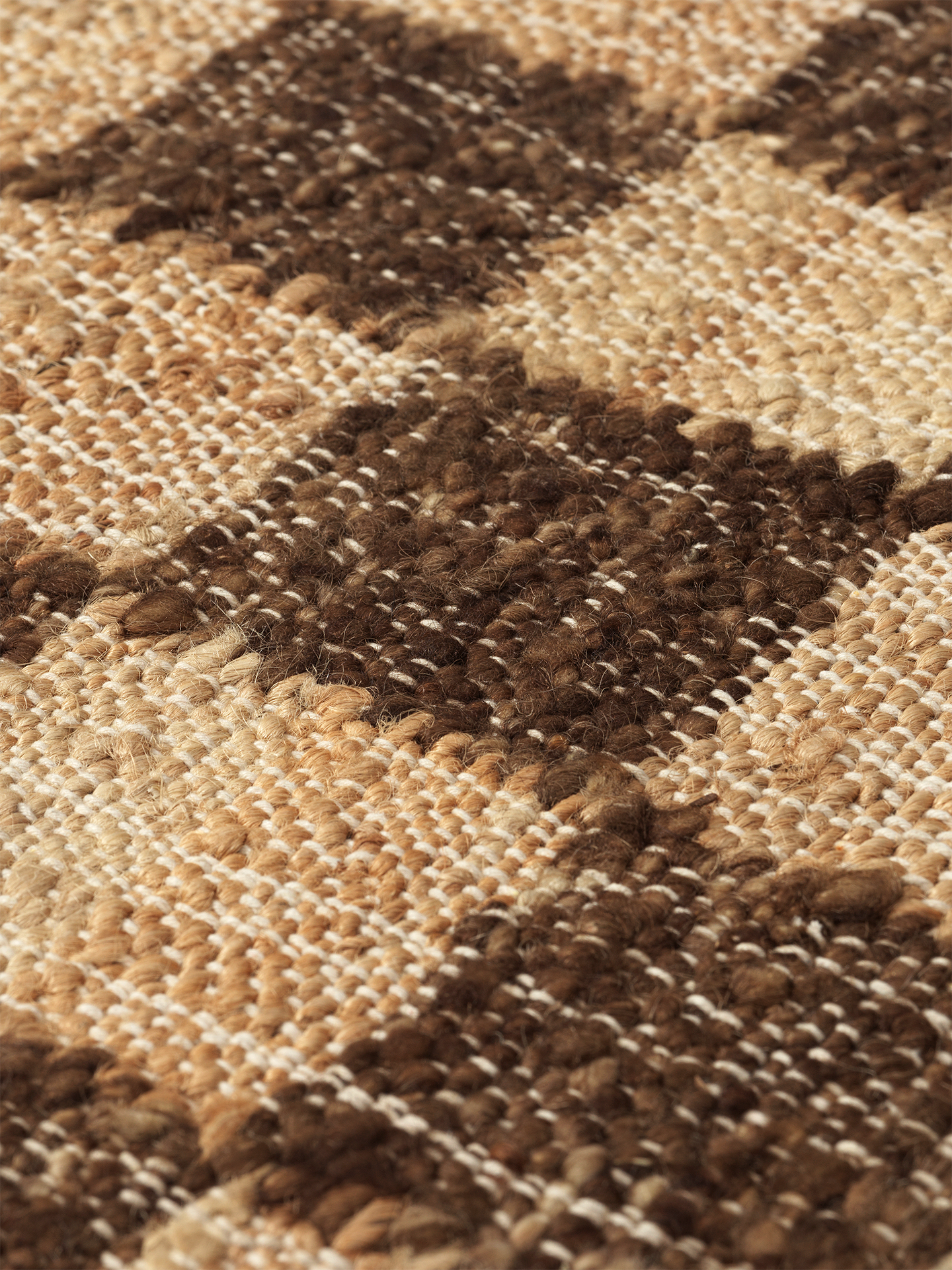 CHECK brown wool-jute rug