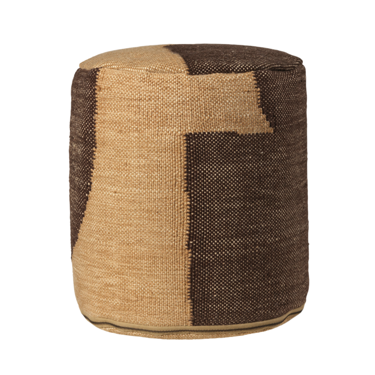 Puff FORENE ZYLINDER beige mit Schokoladenfarbe