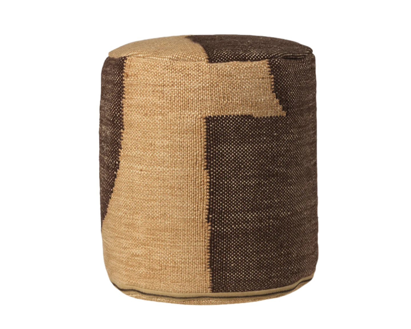 Puff FORENE ZYLINDER beige mit Schokoladenfarbe