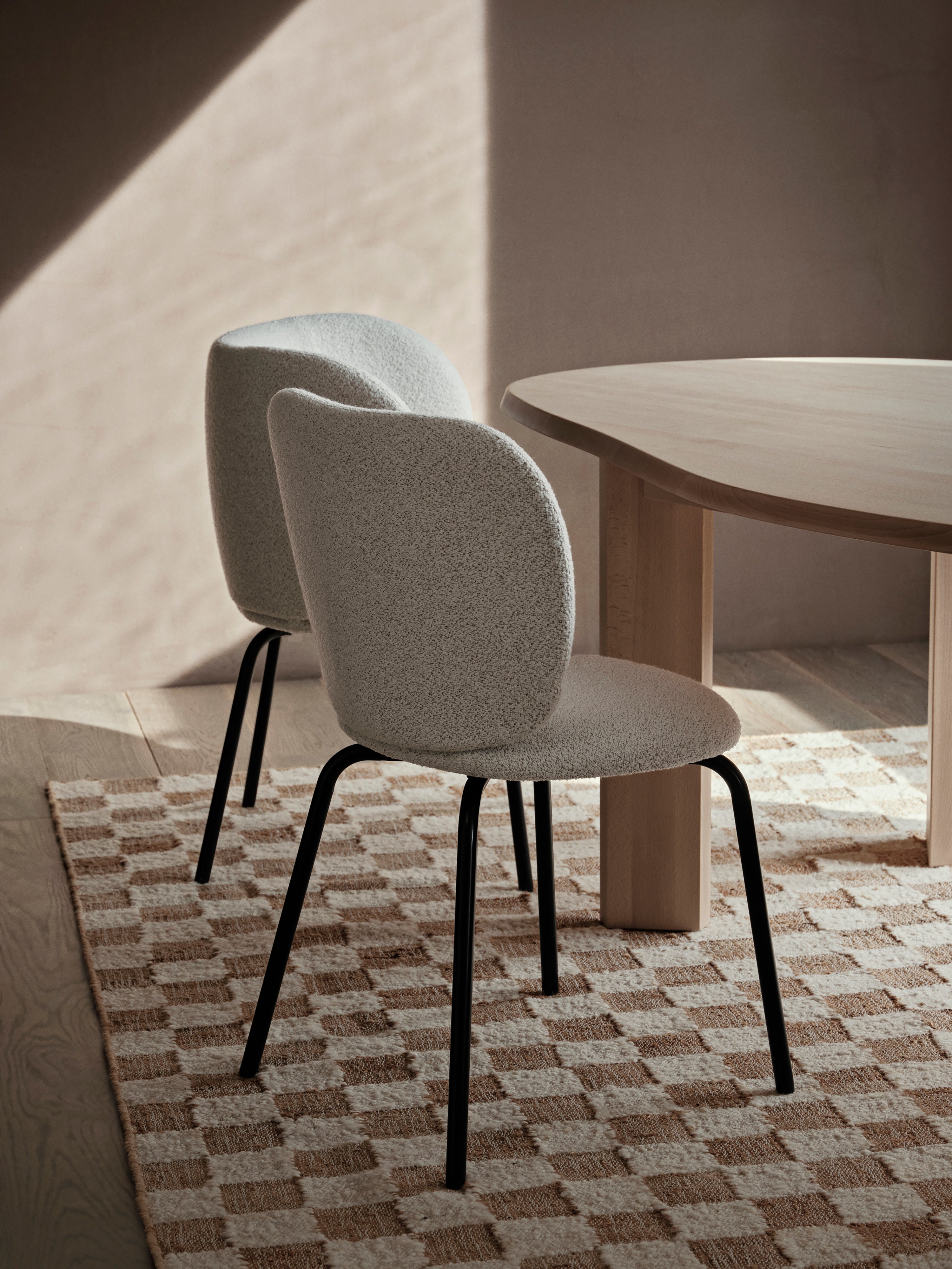 CHECK beige wool-jute rug