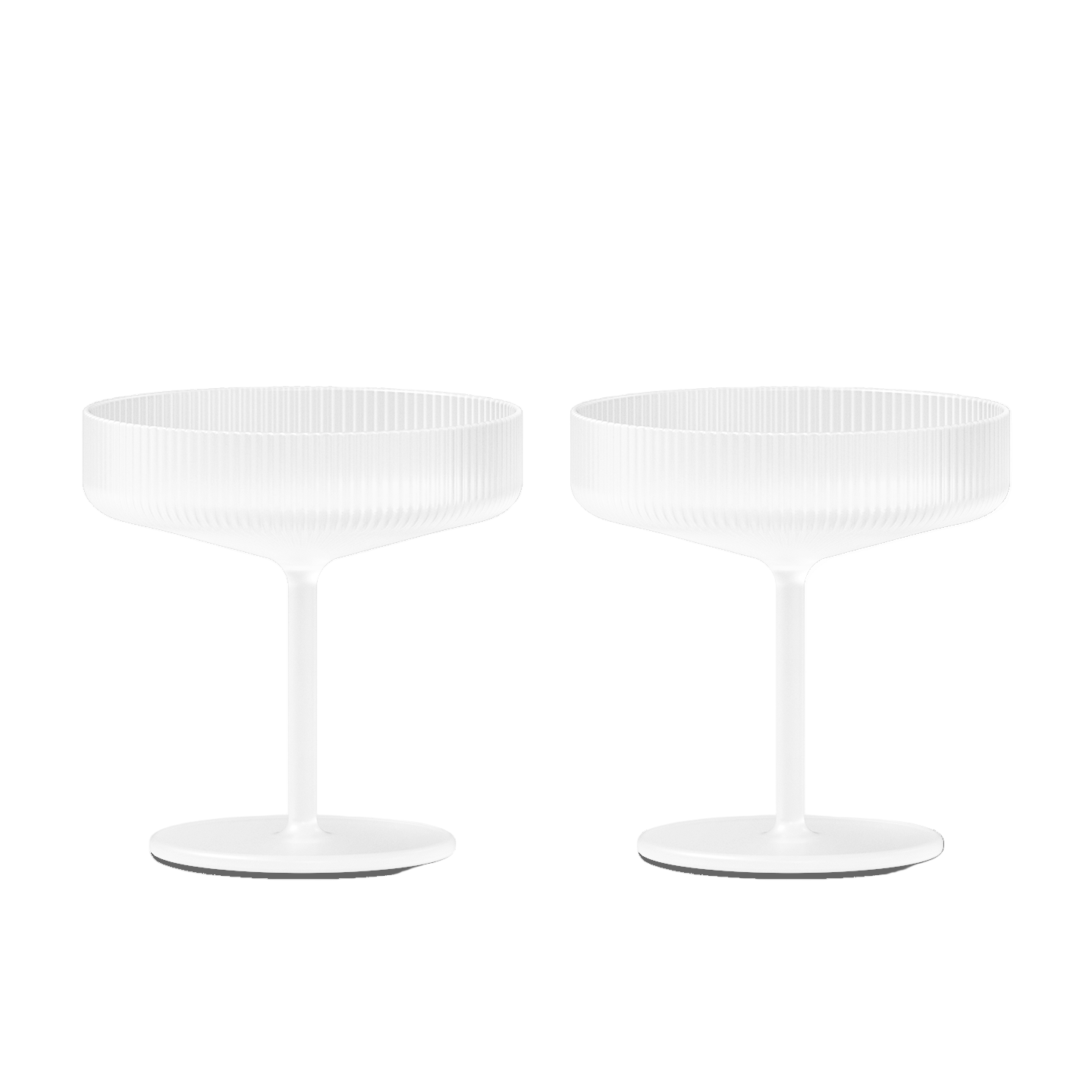 Set von Sektgläsern RIPPLE SAUCERS aus weißem Glas