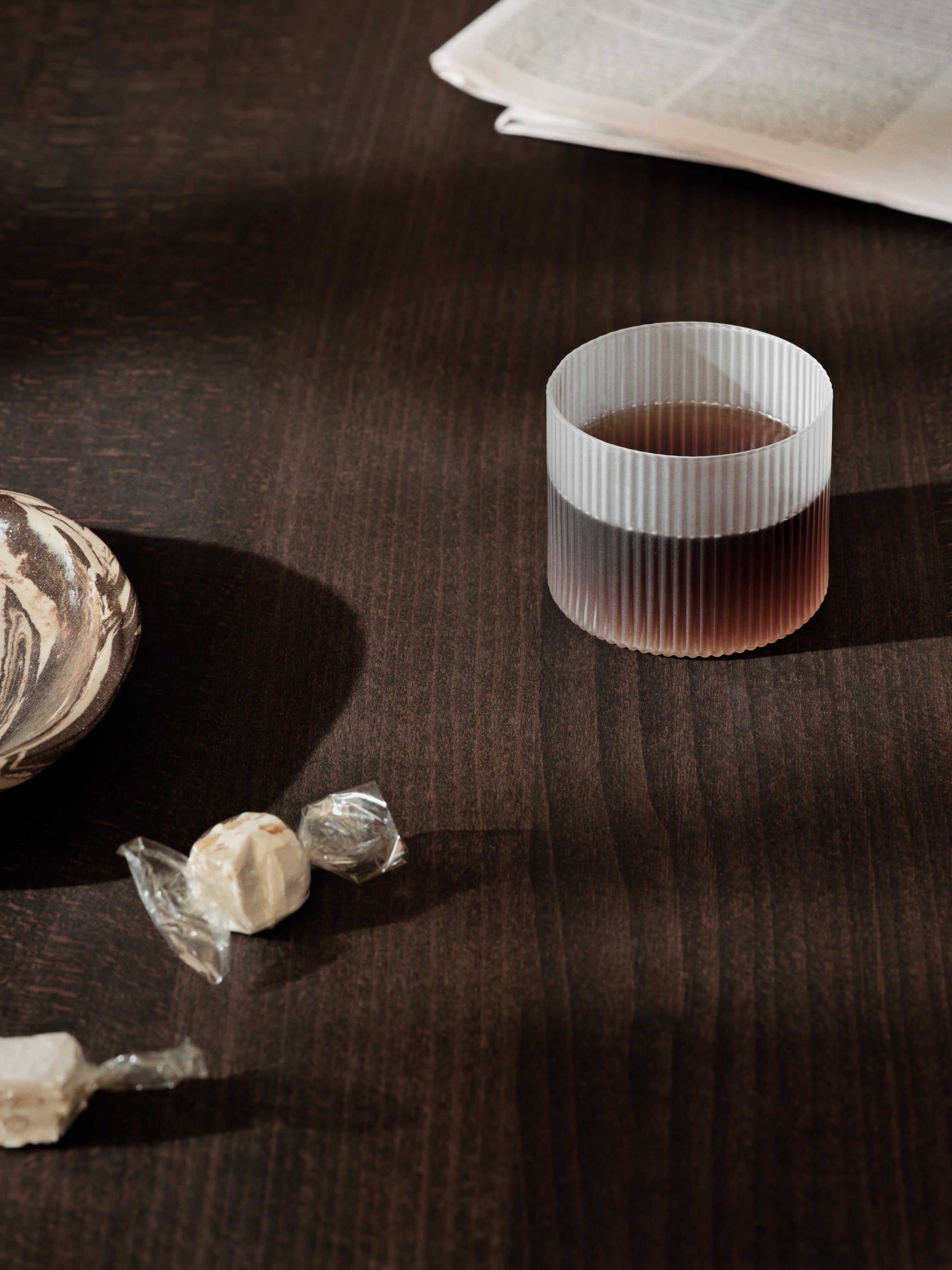 RIPPLE LOW Glass Set White Glass
