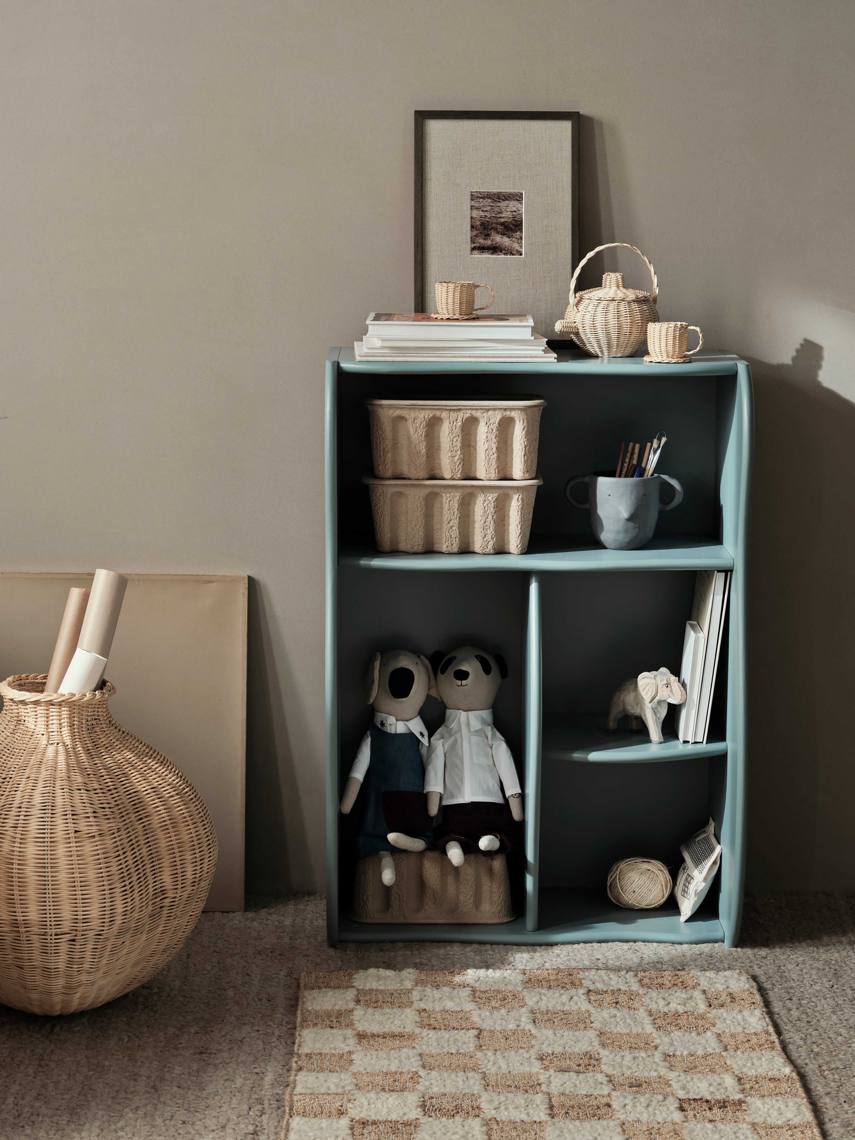 Woll-Jute-Teppich CHECK beige