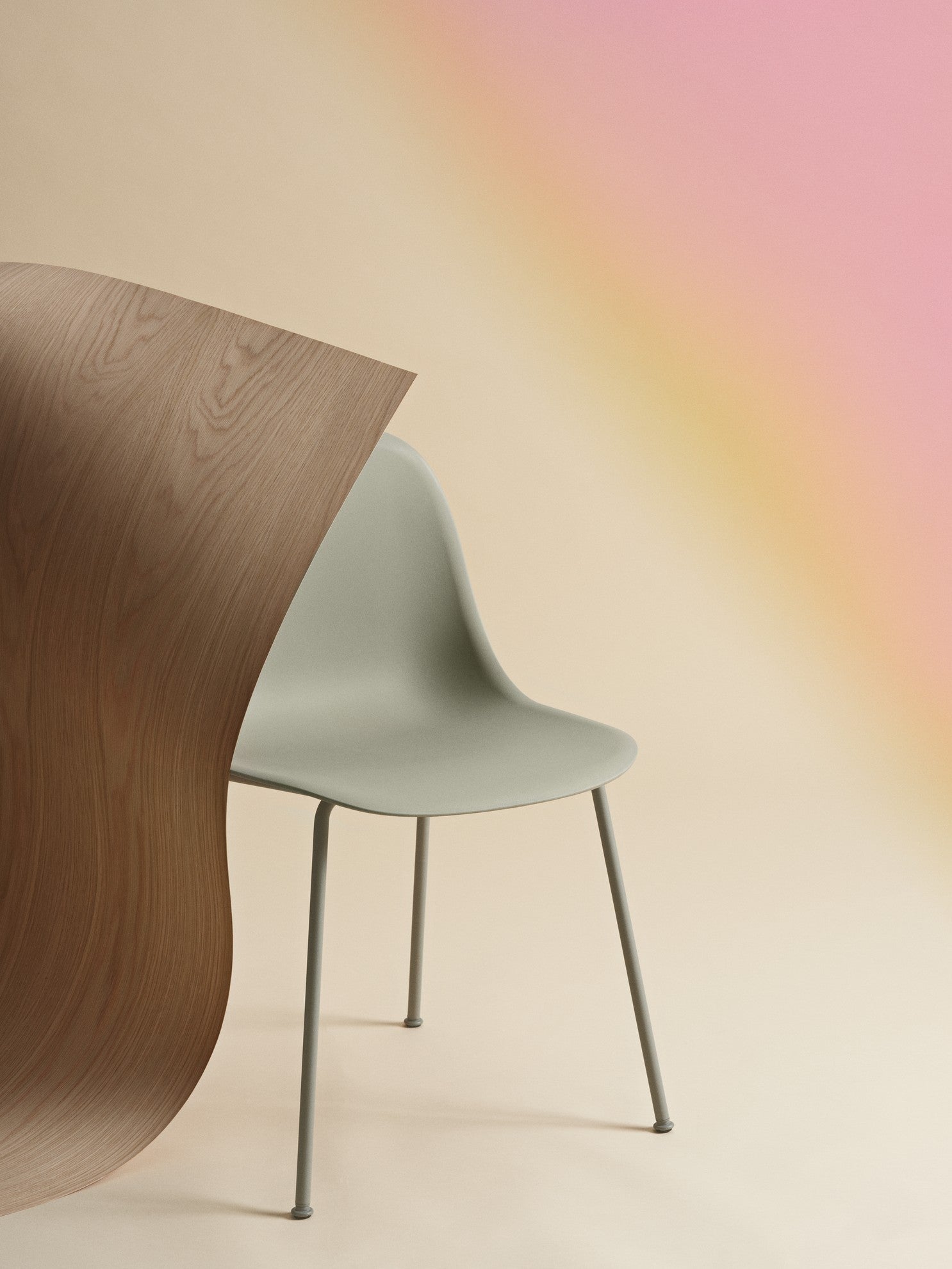 FIBER Chair in Dirty Green with Steel Base