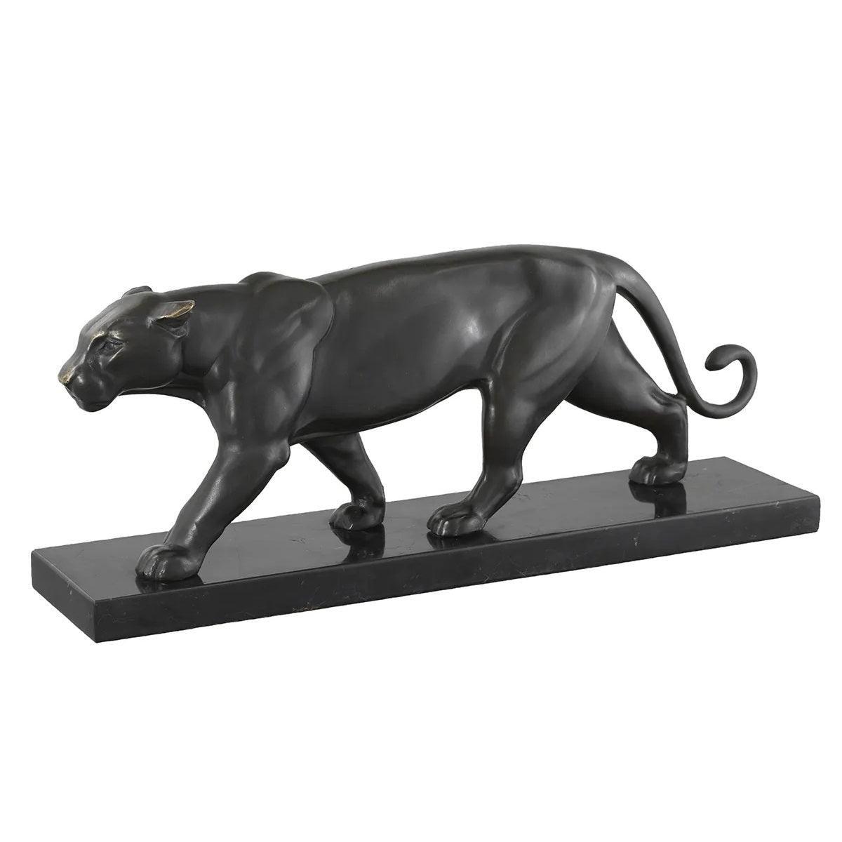 Figurka dekoracyjna PANTHER ON MARBLE BASE brązowa patyna Eichholtz Eye on Design
