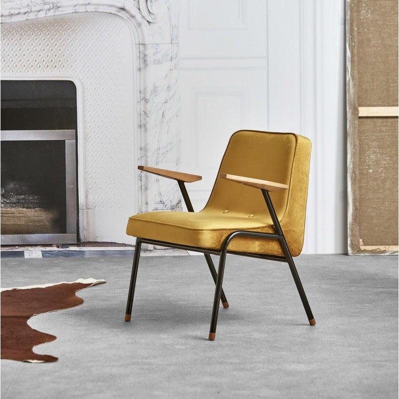 Fotel 366 METAL żółty w tkaninie Boucle Mustard 366 concept Eye on Design