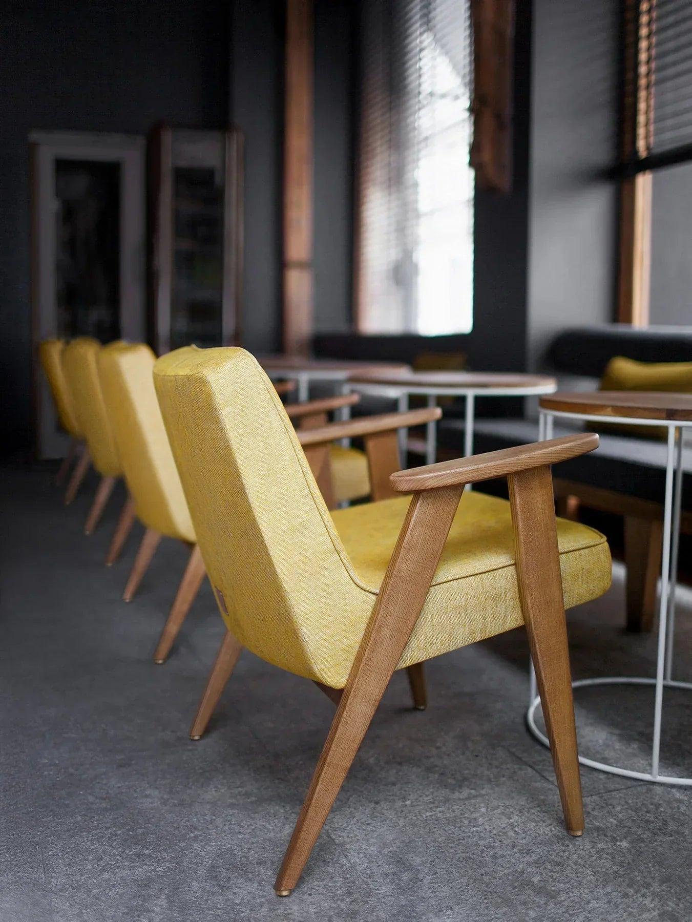 Fotel 366 żółty w tkaninie Shine Velvet Mustard 366 concept Eye on Design