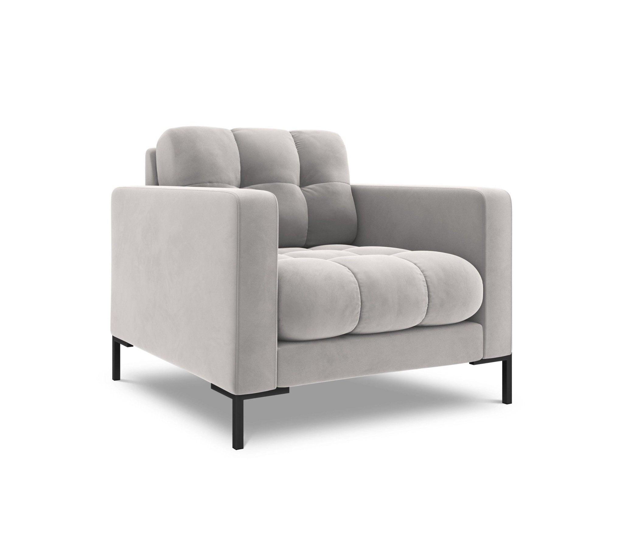 Fotel aksamitny BALI srebrny z czarną podstawą Cosmopolitan Design Eye on Design