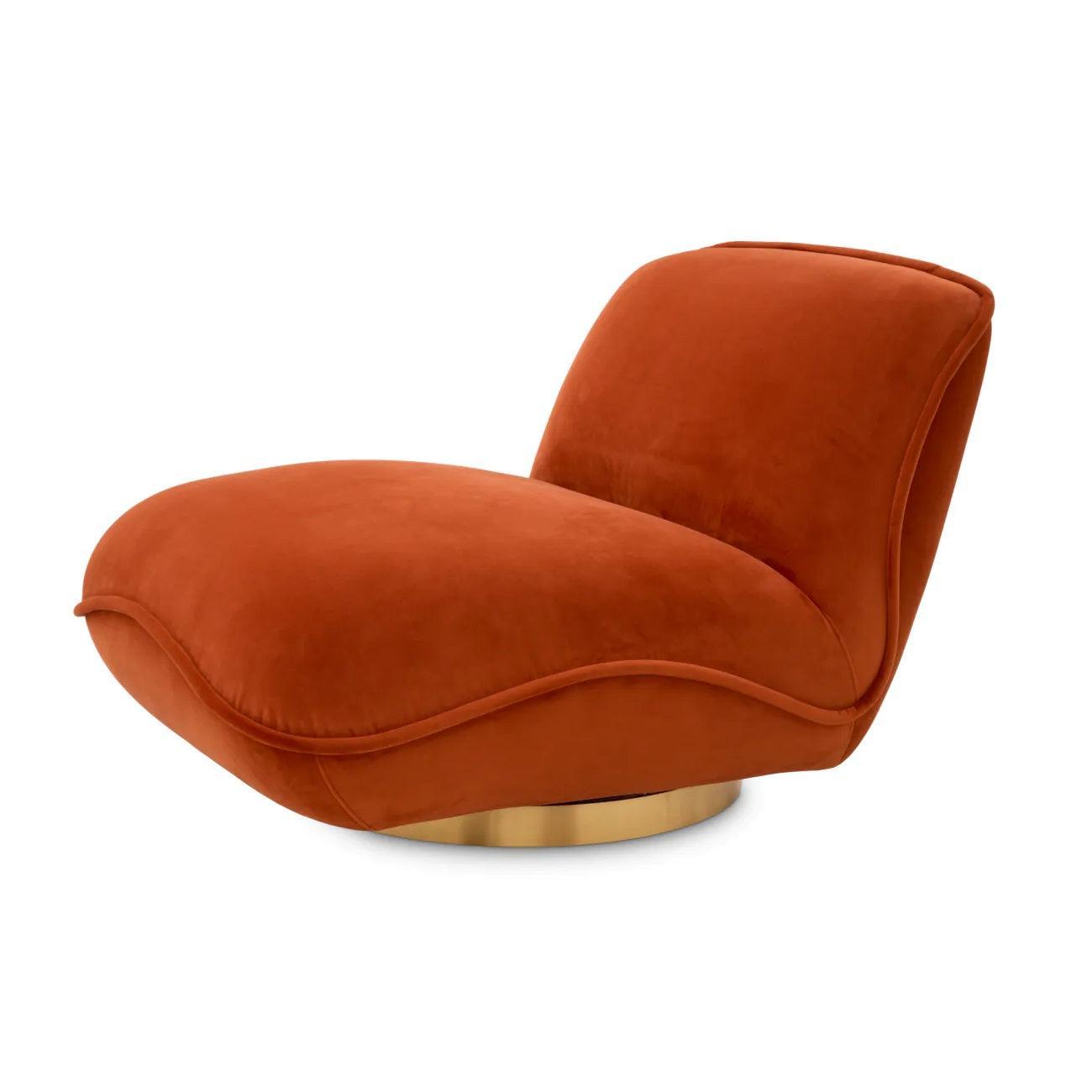 Fotel aksamitny obrotowy RELAX pomarańczowy Eichholtz Eye on Design