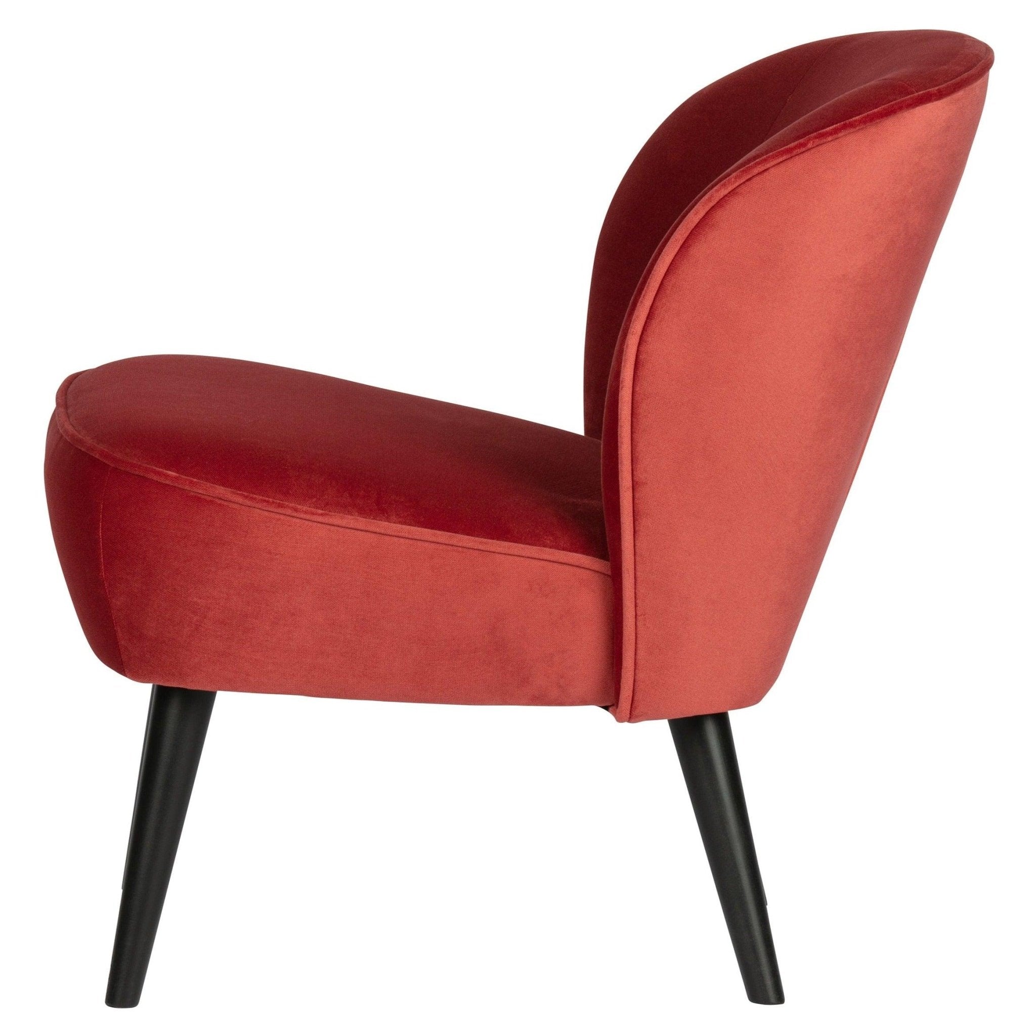 Fotel aksamitny SARA malinowy Woood Eye on Design