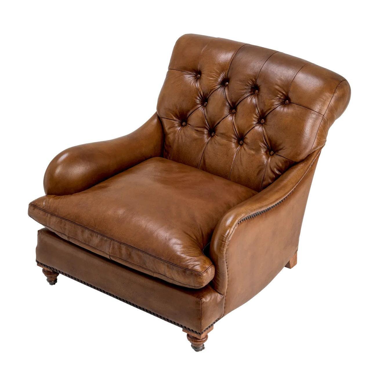 Fotel CALEDONIAN brązowa skóra Eichholtz Eye on Design