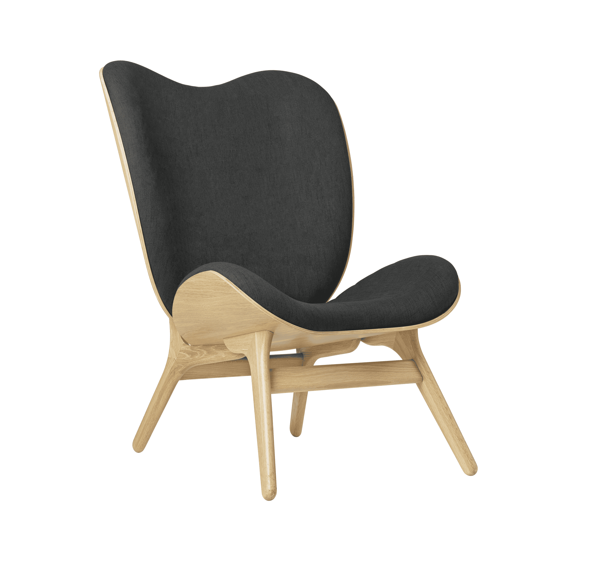 Fotel CONVERSATION PIECE TALL antracytowy z dębową podstawą UMAGE Eye on Design