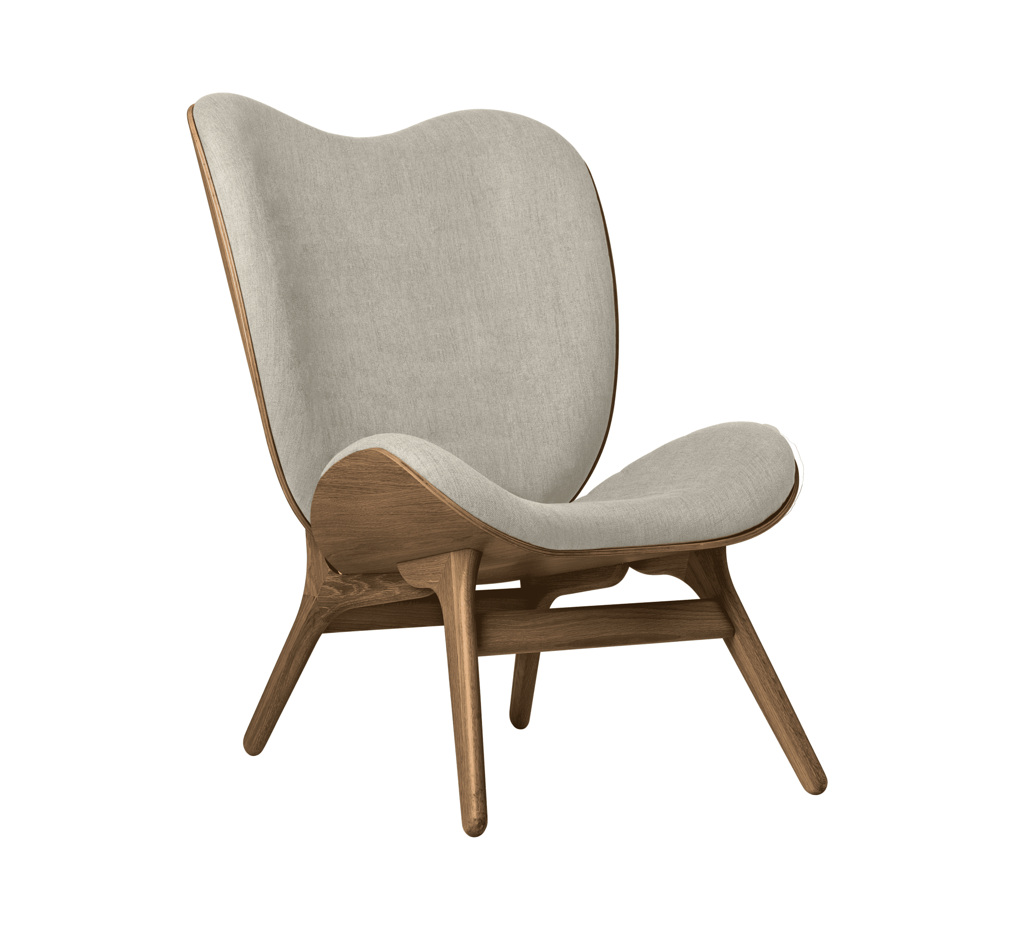 Fotel CONVERSATION PIECE TALL beżowy z ciemno dębową podstawą UMAGE Eye on Design