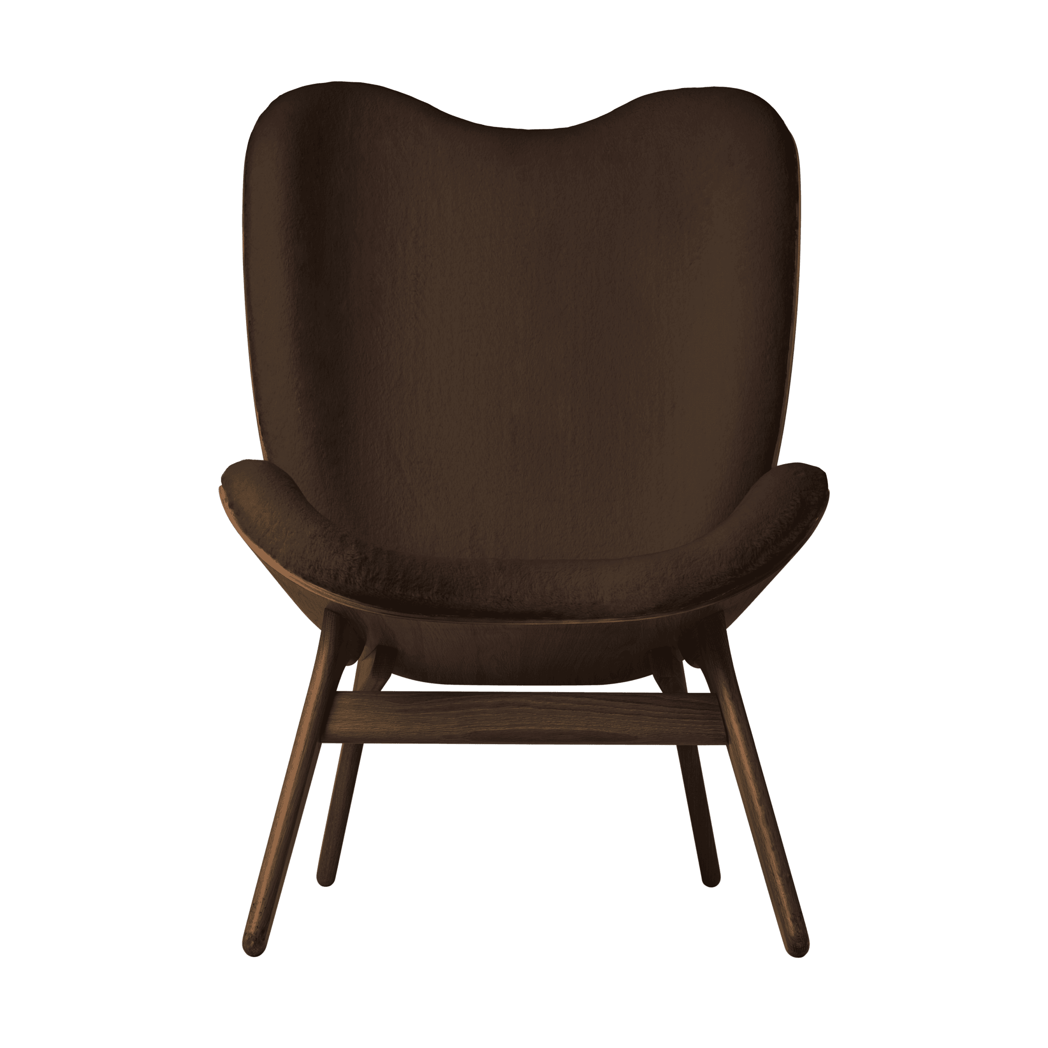 Fotel CONVERSATION PIECE TALL brązowy plusz z ciemno dębową podstawą UMAGE Eye on Design