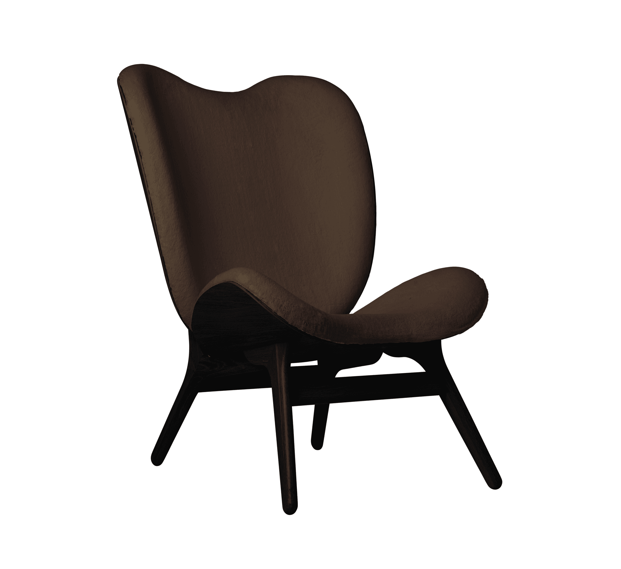 Fotel CONVERSATION PIECE TALL brązowy plusz z czarną podstawą UMAGE Eye on Design