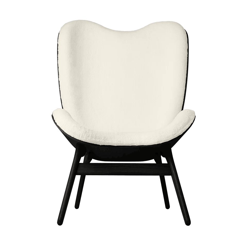 Fotel CONVERSATION PIECE TALL kremowy plusz z czarną podstawą UMAGE Eye on Design