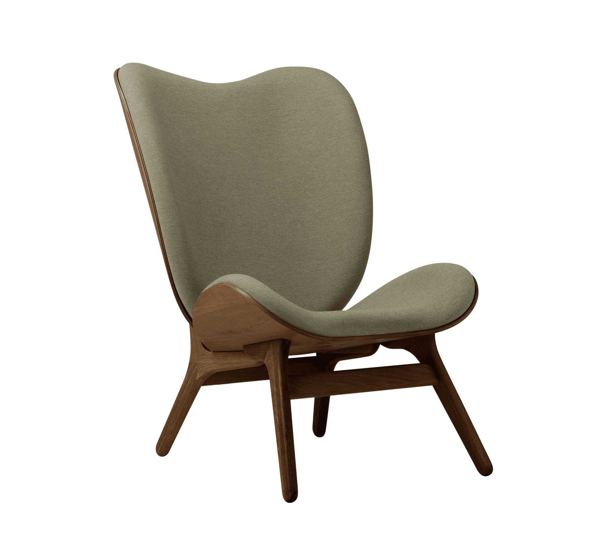Fotel CONVERSATION PIECE TALL szałwiowy z ciemno dębową podstawą UMAGE Eye on Design