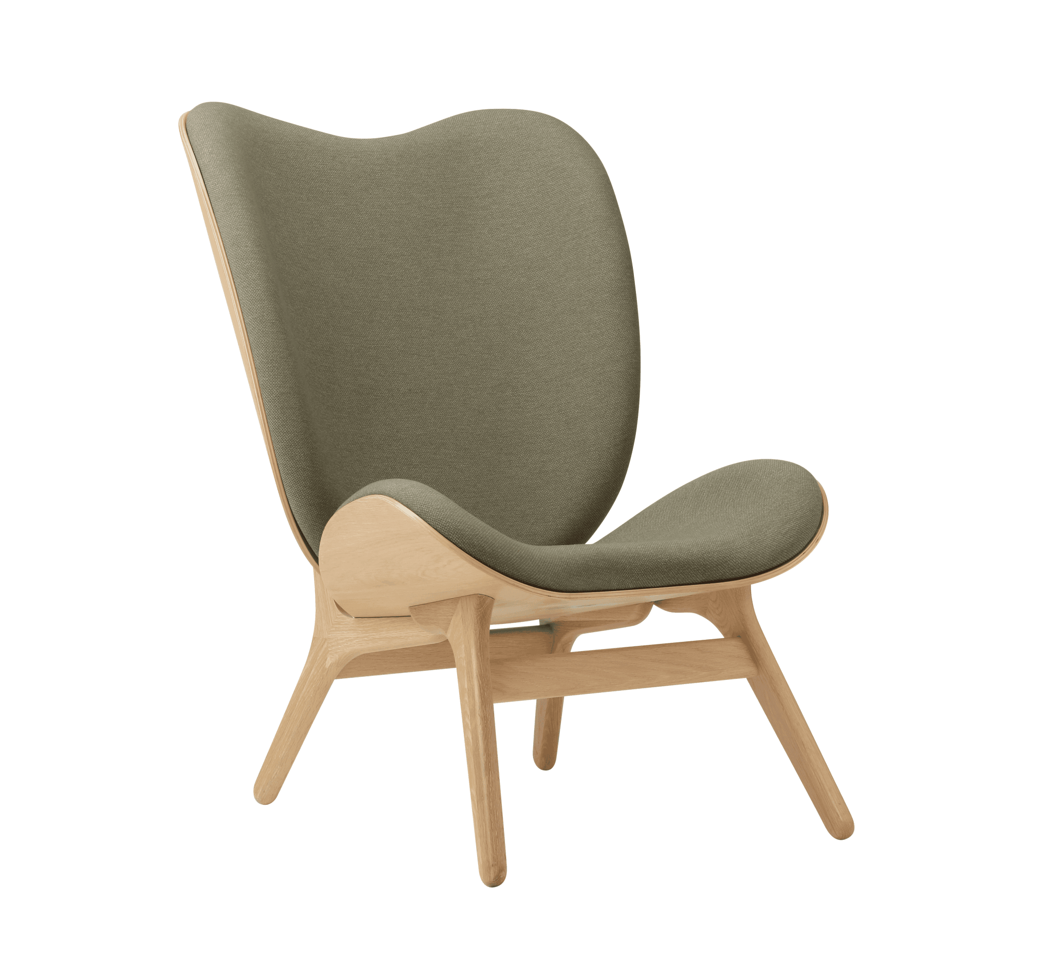 Fotel CONVERSATION PIECE TALL szałwiowy z dębową podstawą UMAGE Eye on Design