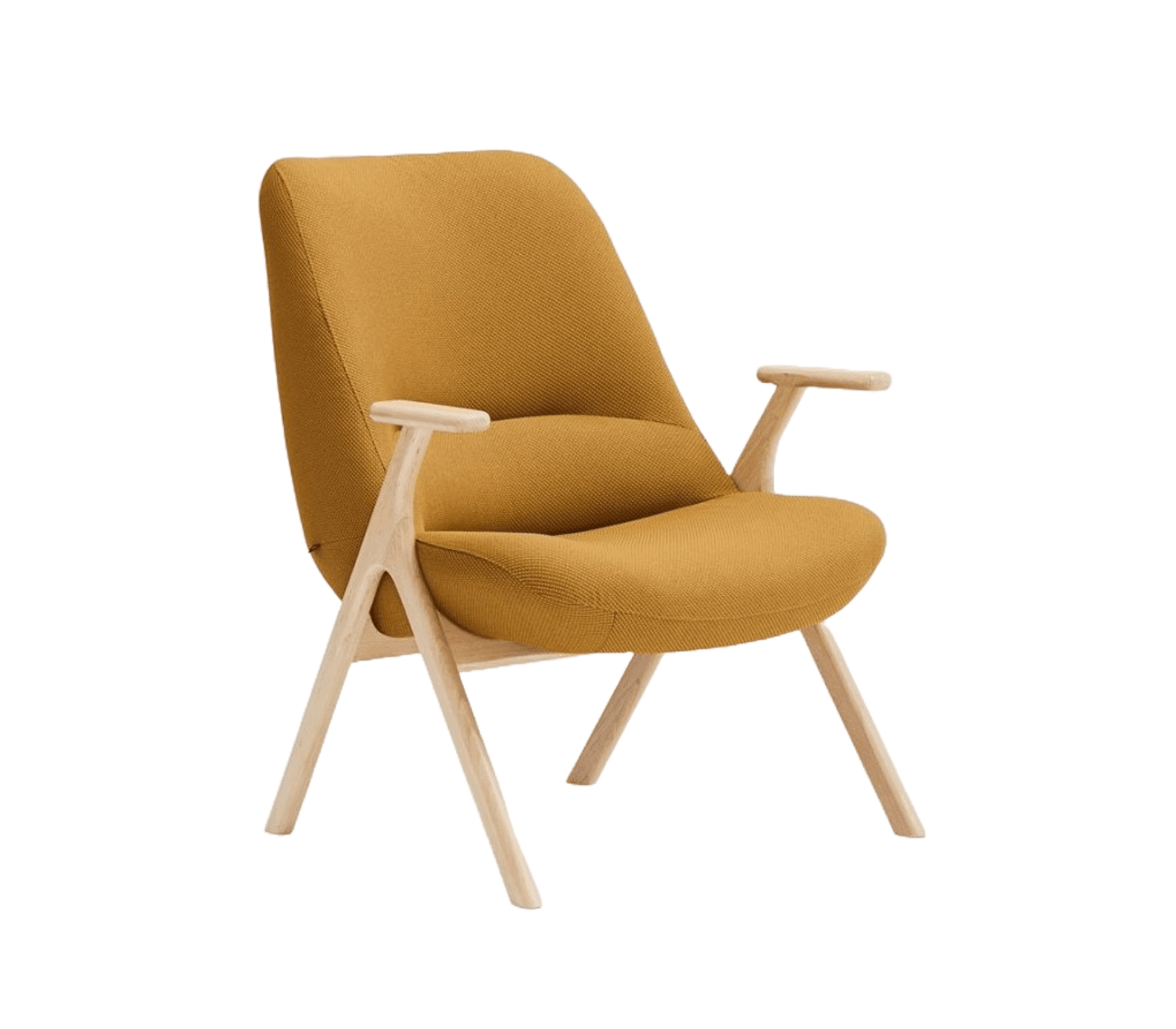 Fotel DINS musztardowy z drewnianą podstawą Teulat Eye on Design