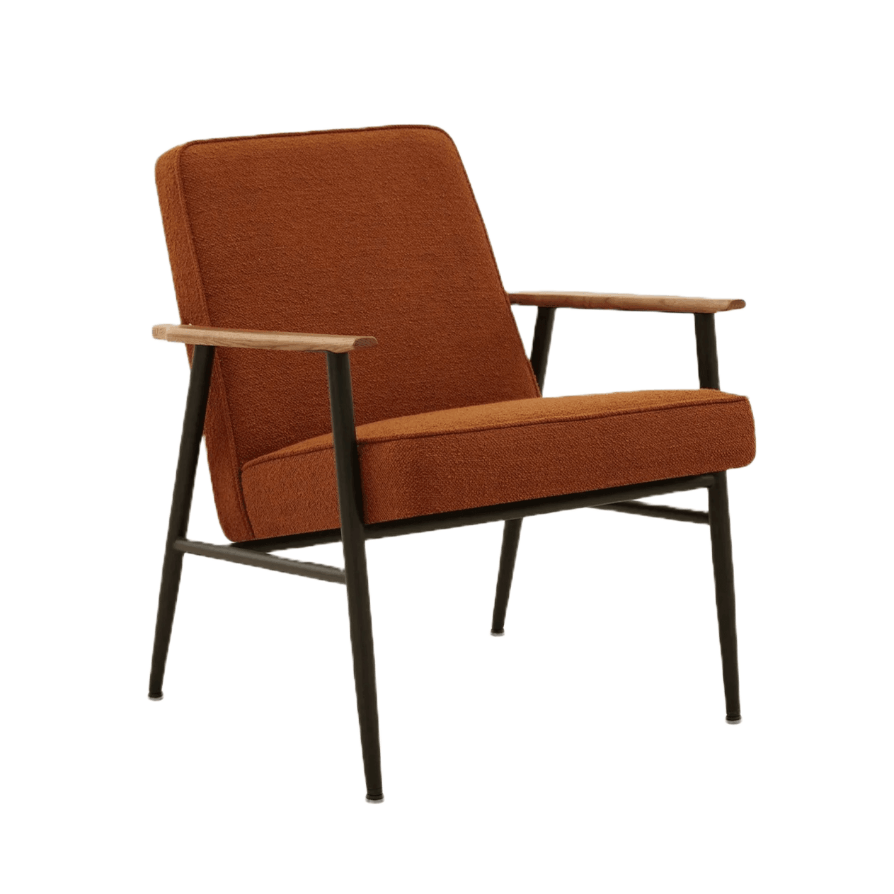 Fotel FOX METAL czerwony w tkaninie Boucle Sierra – 366 concept