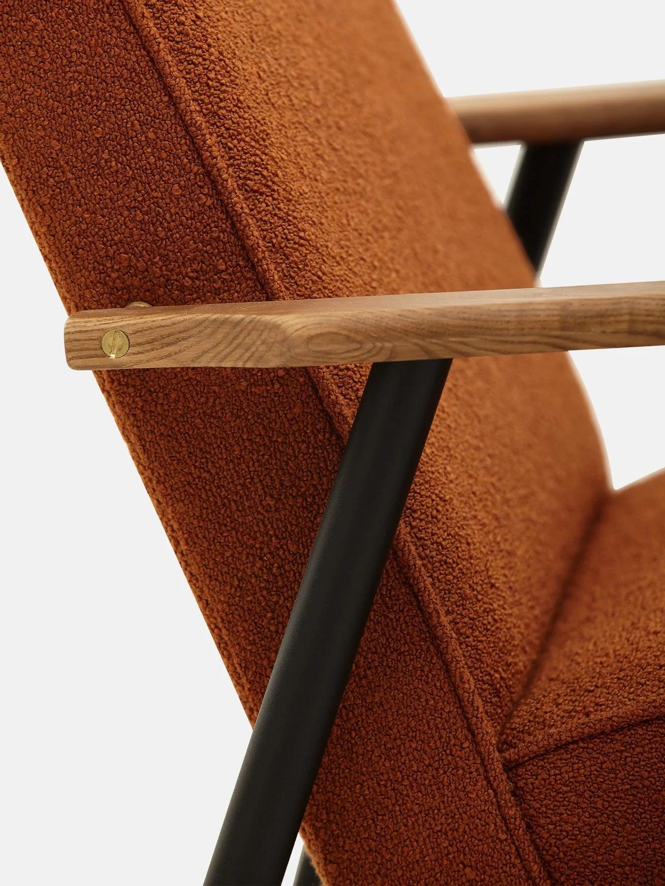 Fotel FOX METAL czerwony w tkaninie Boucle Sierra – 366 concept