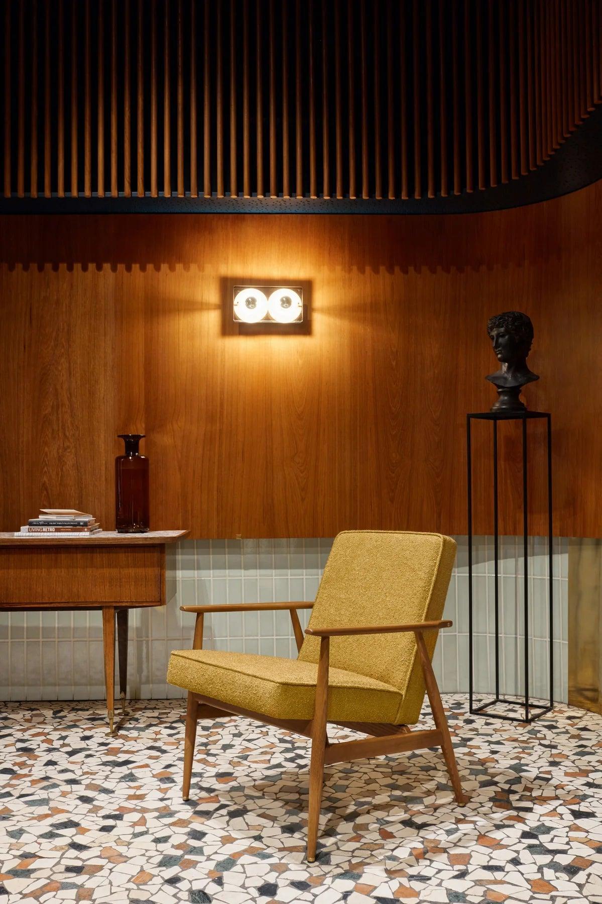 Fotel FOX żółty w tkaninie Shine Velvet Mustard 366 concept Eye on Design