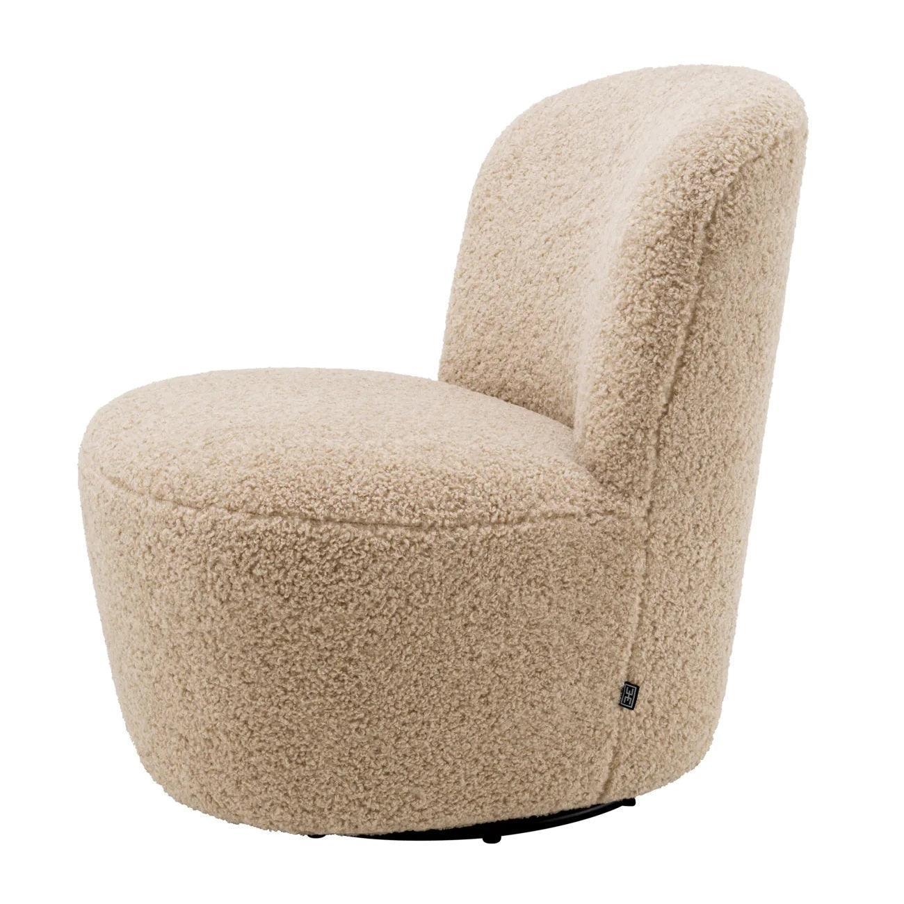 Fotel obrotowy futrzany DORIA piaskowy Eichholtz Eye on Design