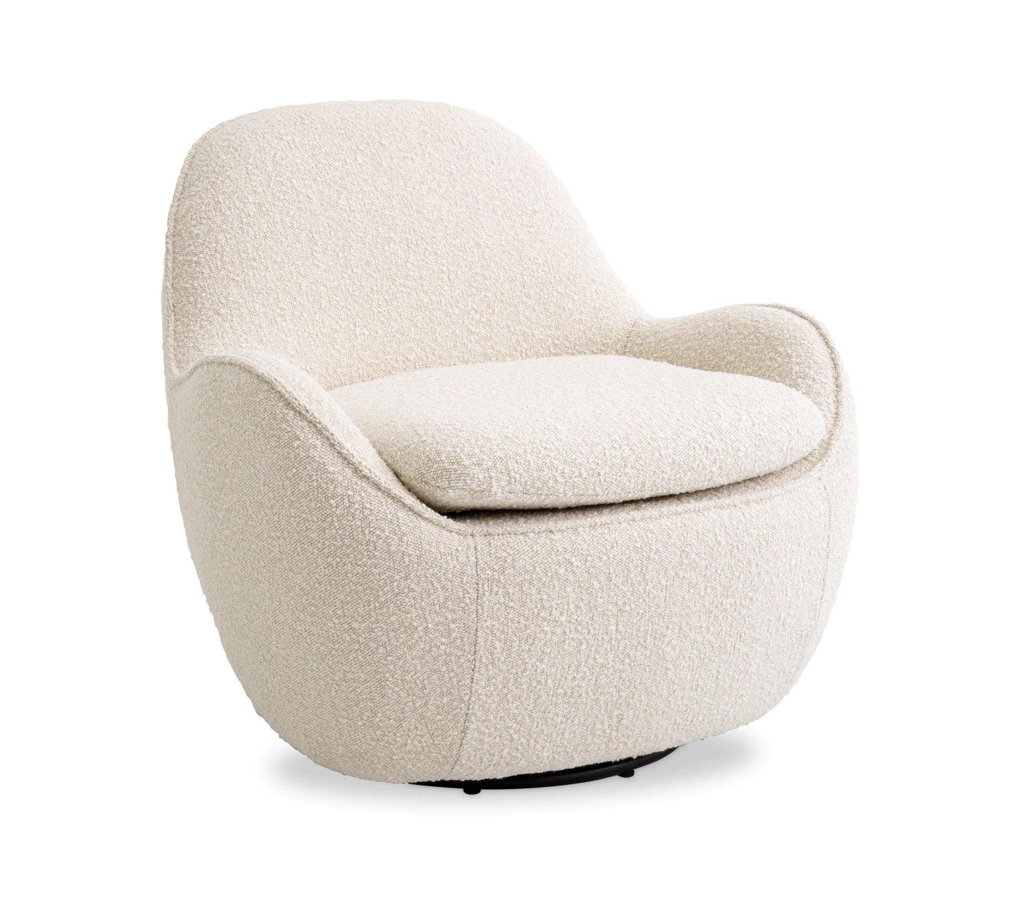 Fotel obrotowy w tkaninie boucle CUPIDO kremowy – Eichholtz
