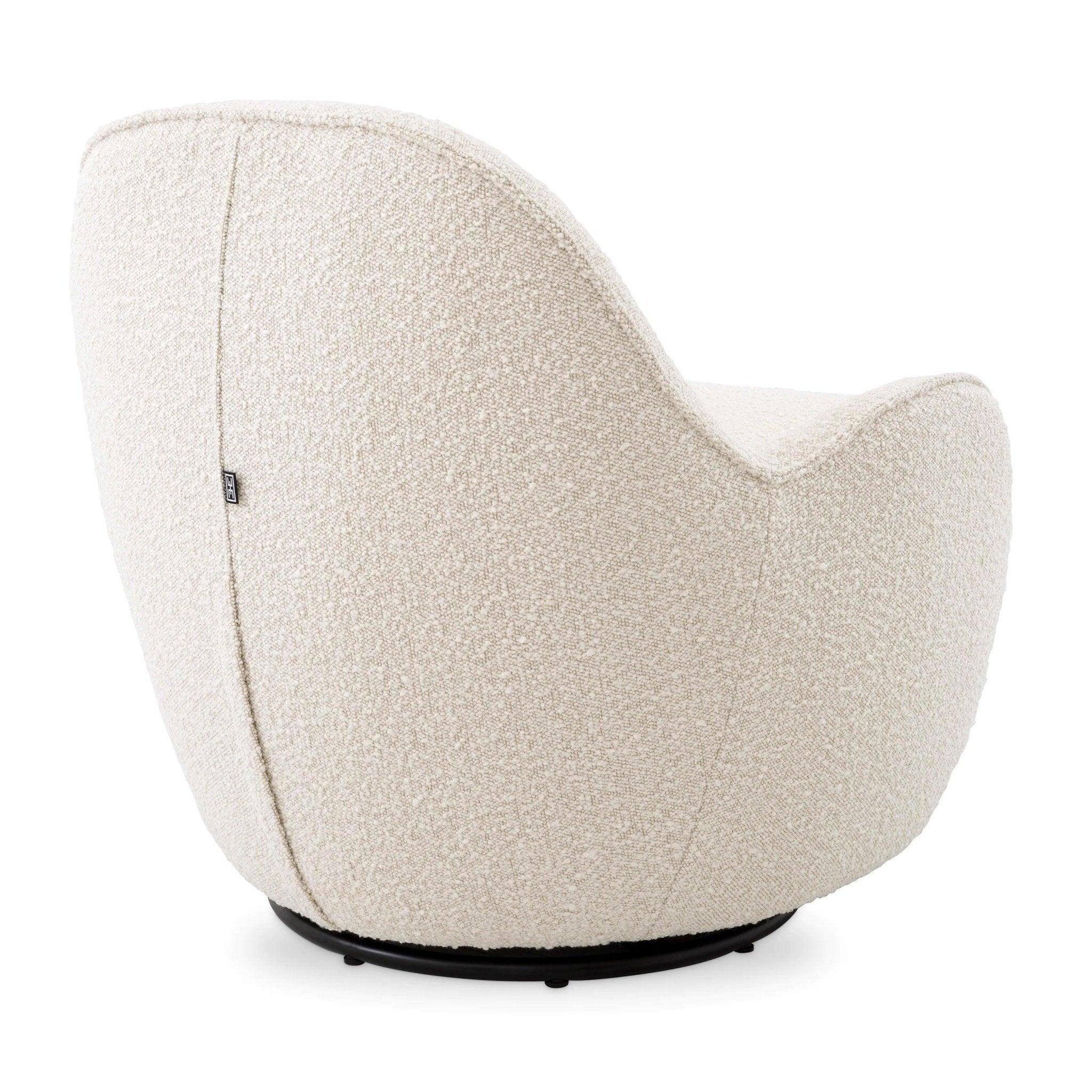 Fotel obrotowy w tkaninie boucle CUPIDO kremowy do salonu – Eichholtz